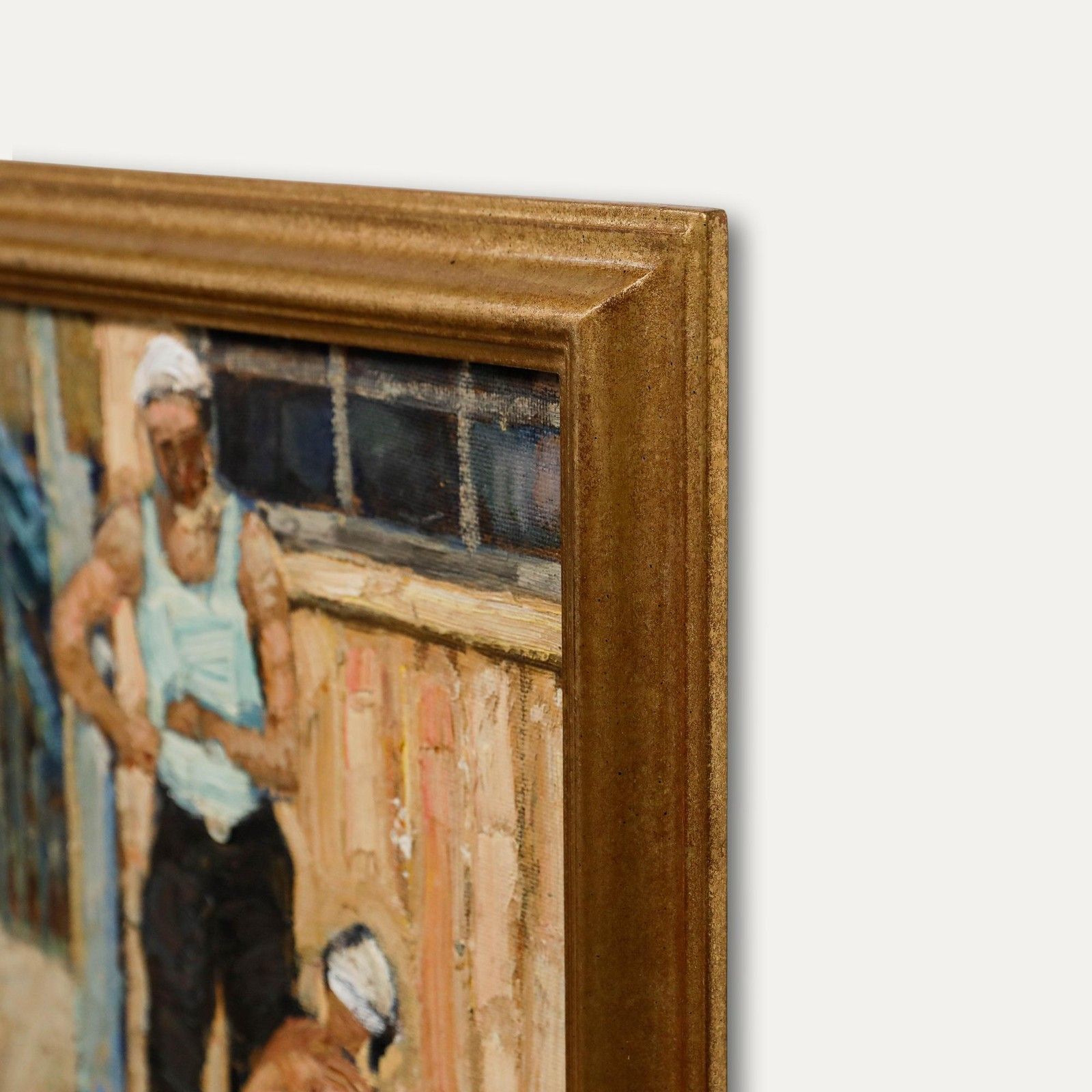 Vladimir Trofimovich Skriabin (1927 1989) Framed 20th Century Oil, At The Pier photo buy