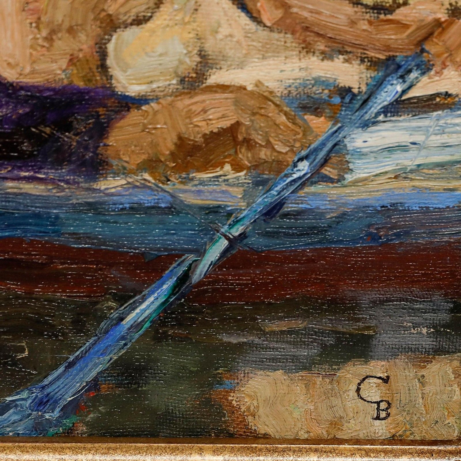 Vladimir Trofimovich Skriabin (1927 1989) Framed 20th Century Oil, At The Pier photo vintage