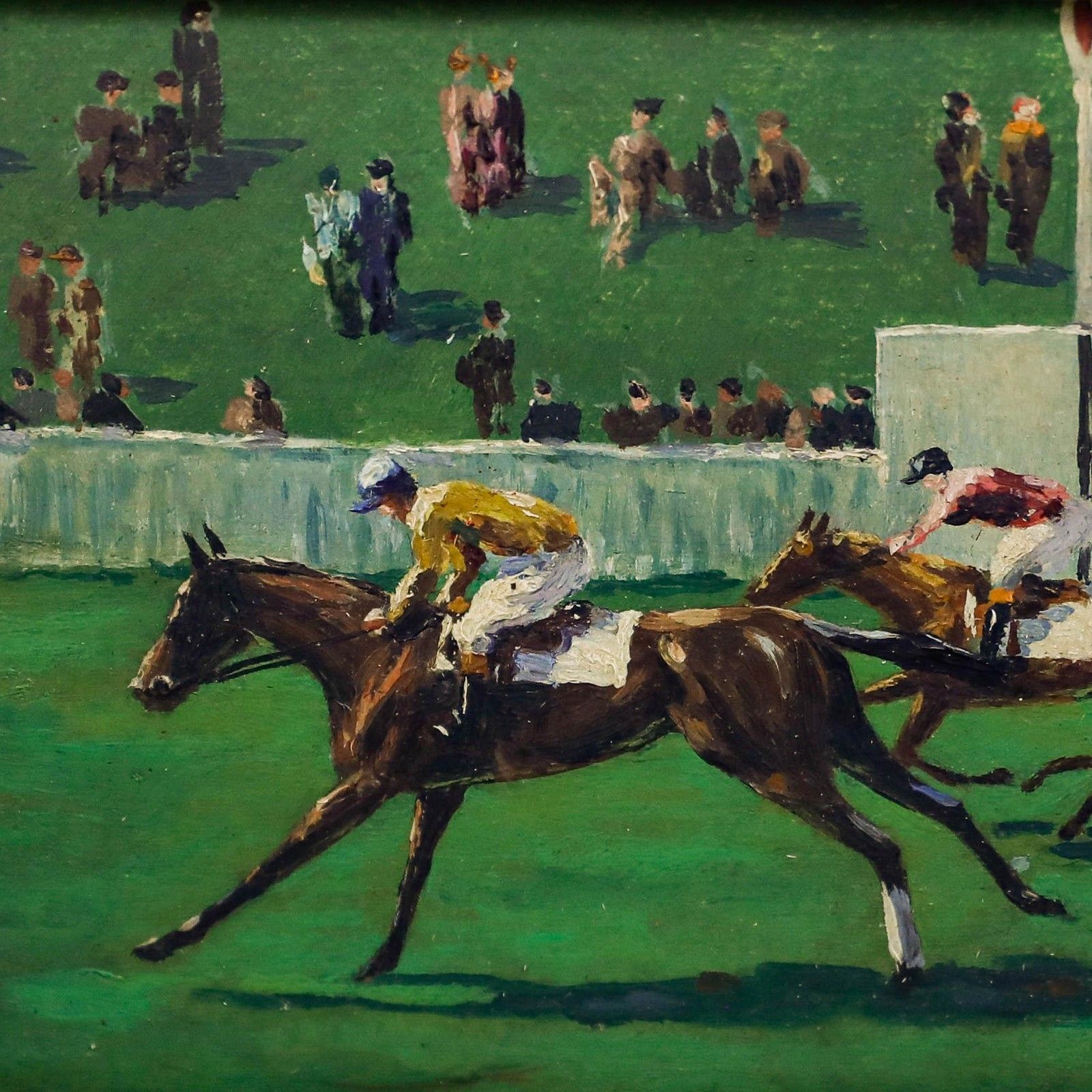 Framed Early 20th Century Oil At The Races photo Art