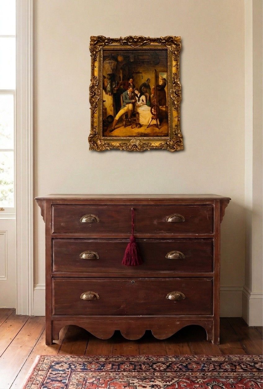 Follower Of David Wilkie (1785 1841) 19th Century Oil, The Wedding Eve photo for sale