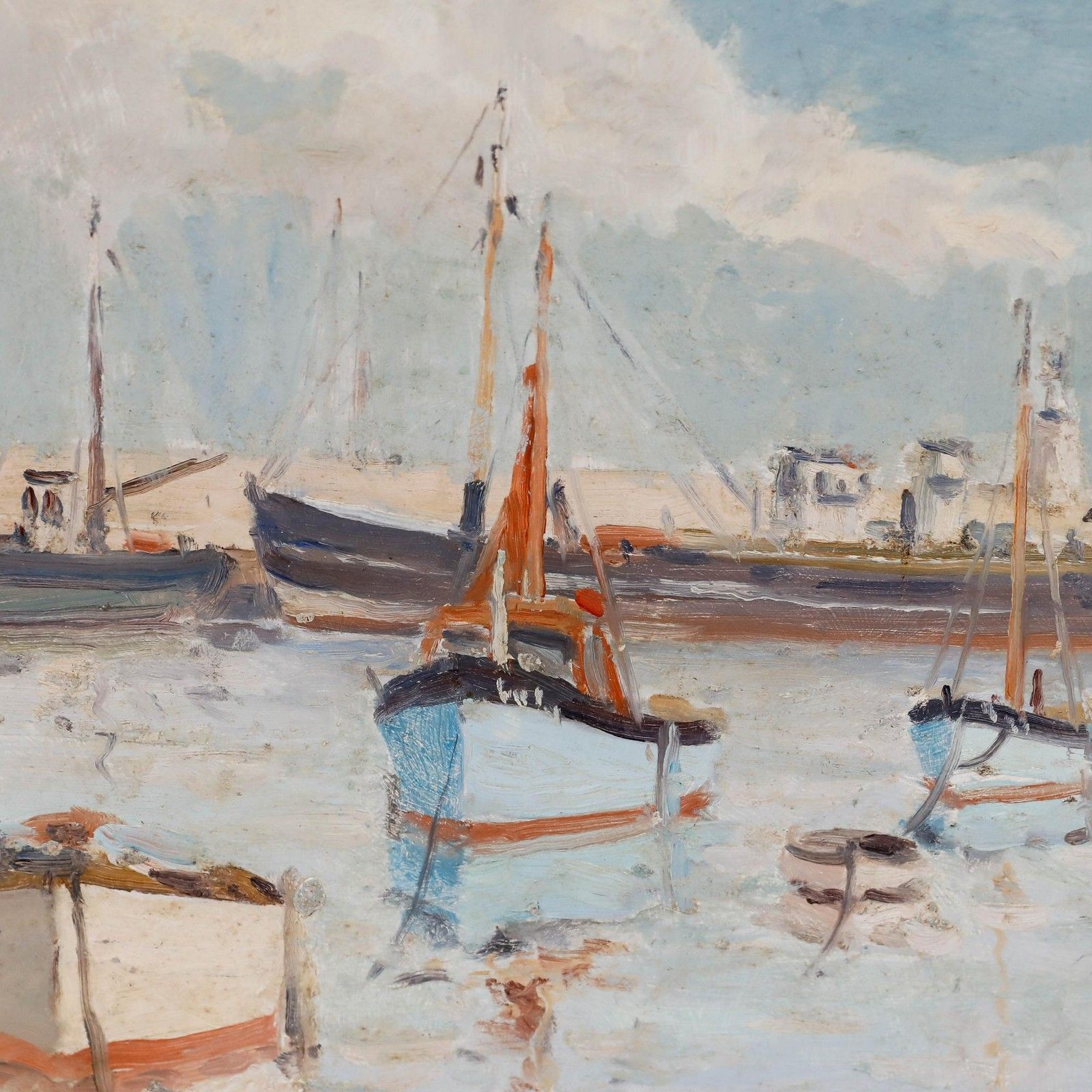 Hugh Boycott Brown (1909 1990) Oil, Fishing Boats In Brixham Harbour photo 650.0