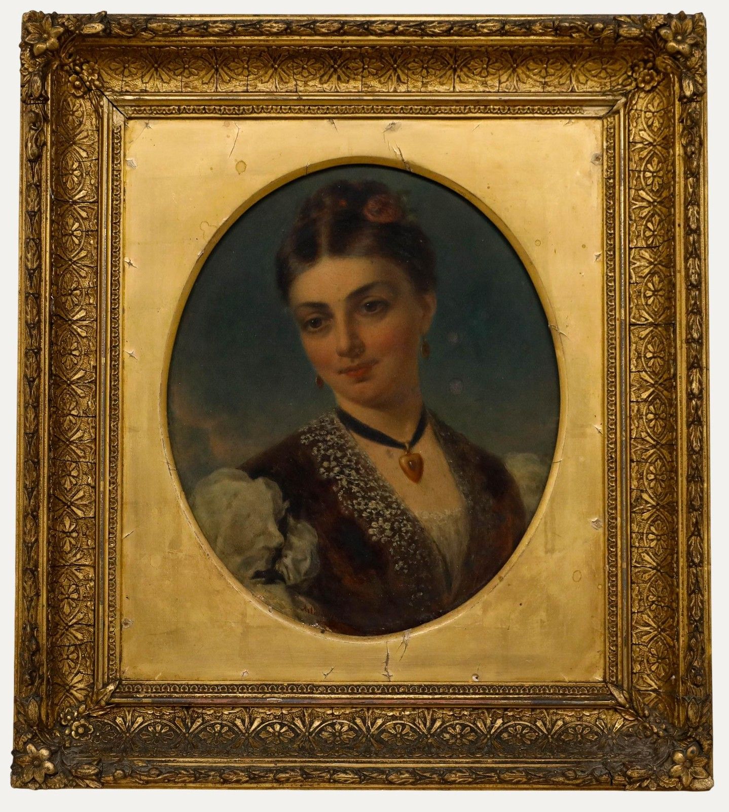 Arthur Miles (Act.C.1851 1880) Framed 1878 Oil, Portrait Of A Lady