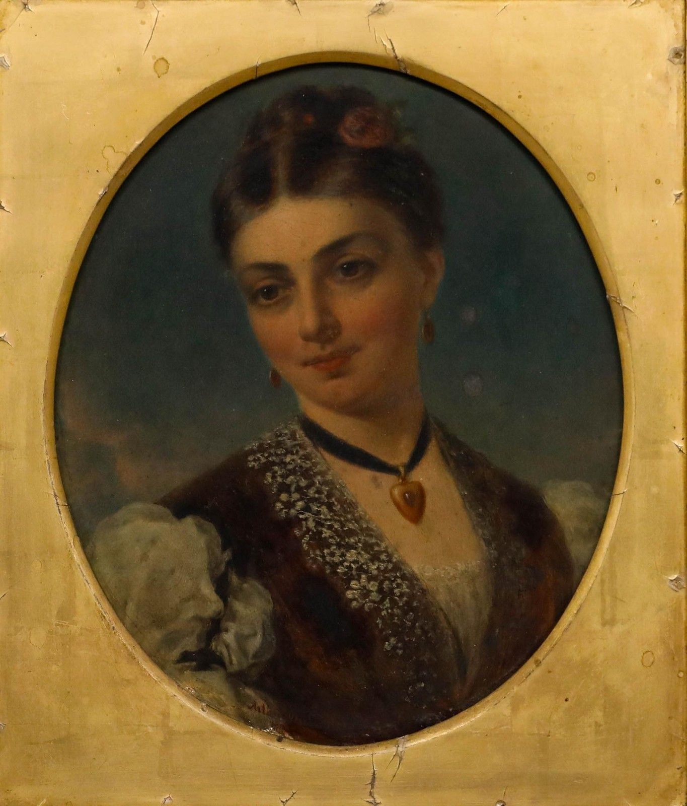 Arthur Miles (Act.C.1851 1880) Framed 1878 Oil, Portrait Of A Lady photo furniture