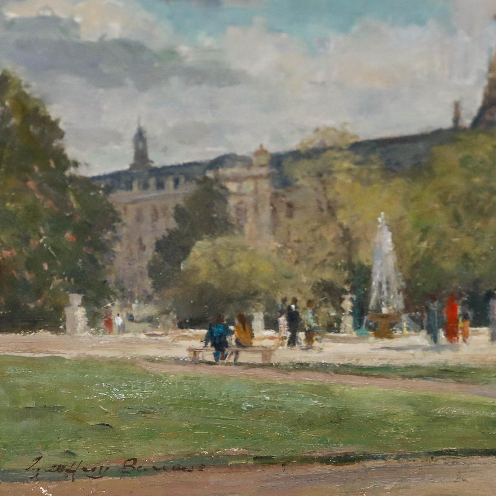 Geoffrey Burrows (1934 2023) 1991 Oil, The Louvre photo vinterior