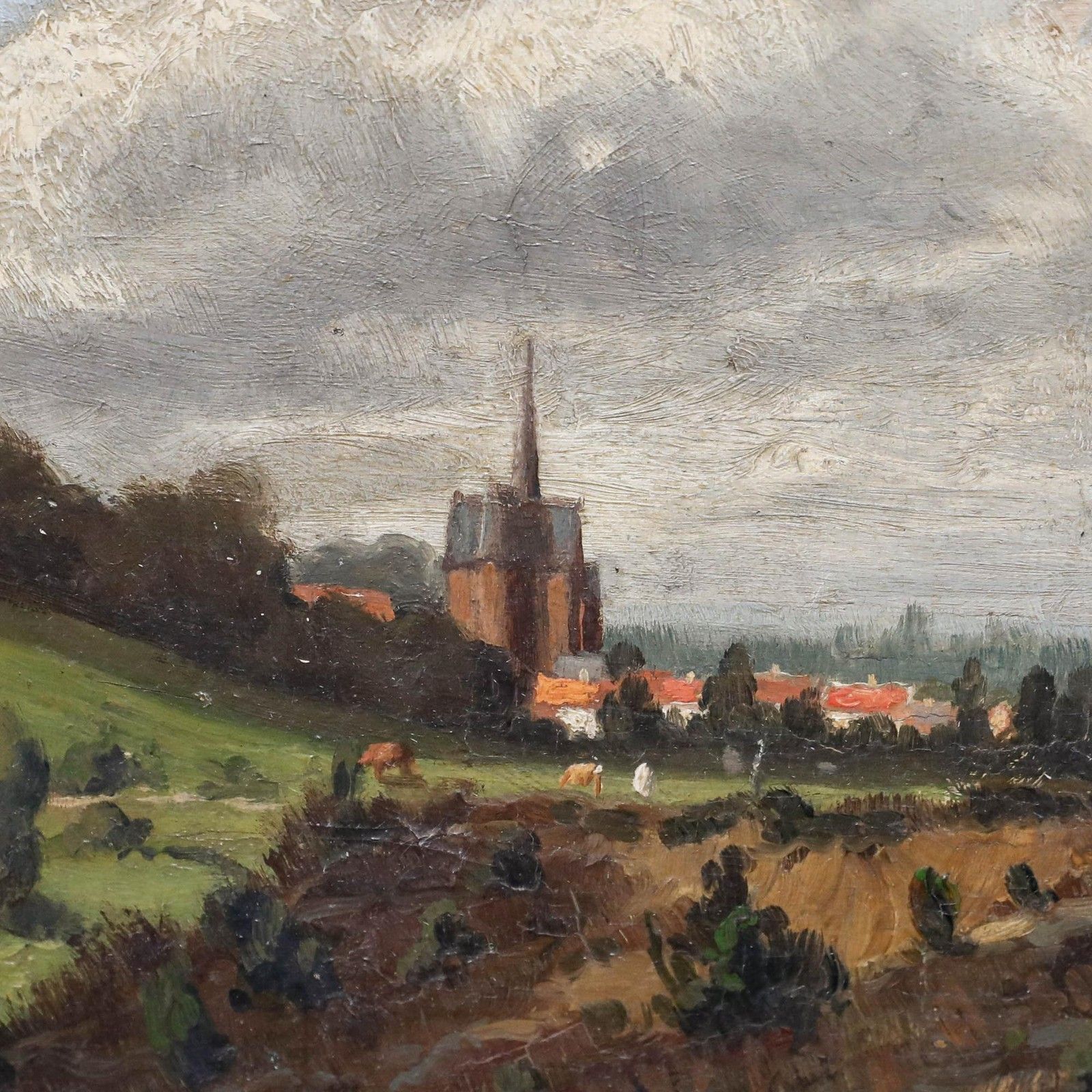 E. Verdonk Early 20th Century Oil, A European Town In Summer photo vinterior