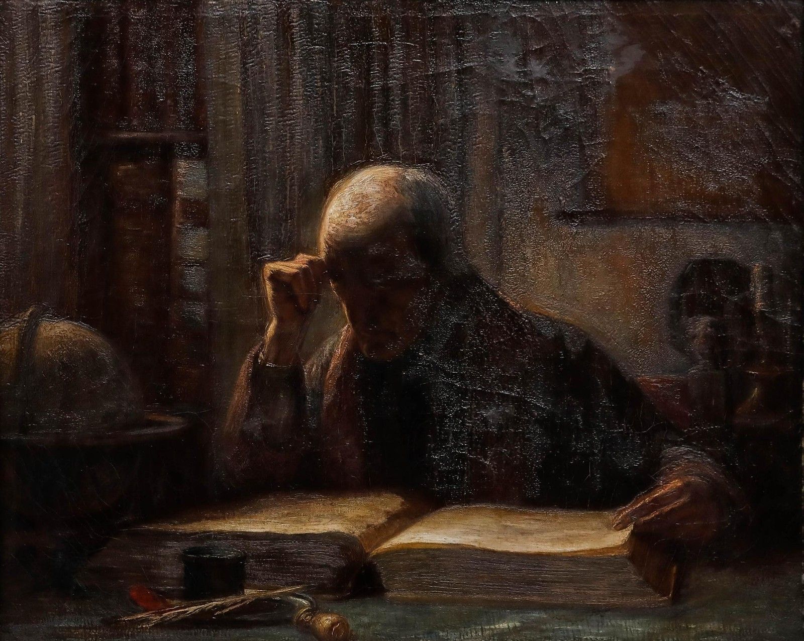 Gerke Henkes (1844 1927) Dutch School Late 19th Century Oil, The Scholar photo furniture