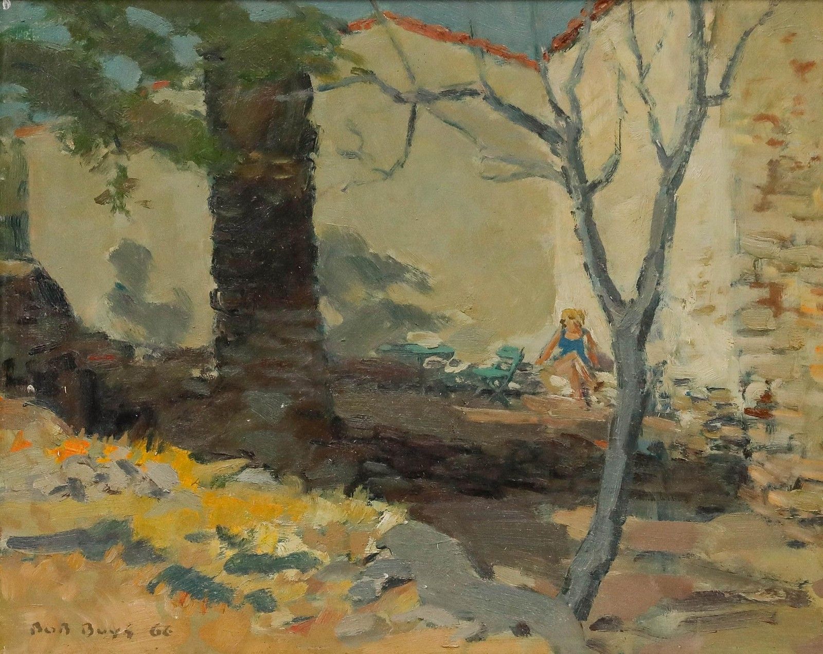 Bob Buys (1912 1970) 1966 Oil, Sitting In The Sun photo furniture