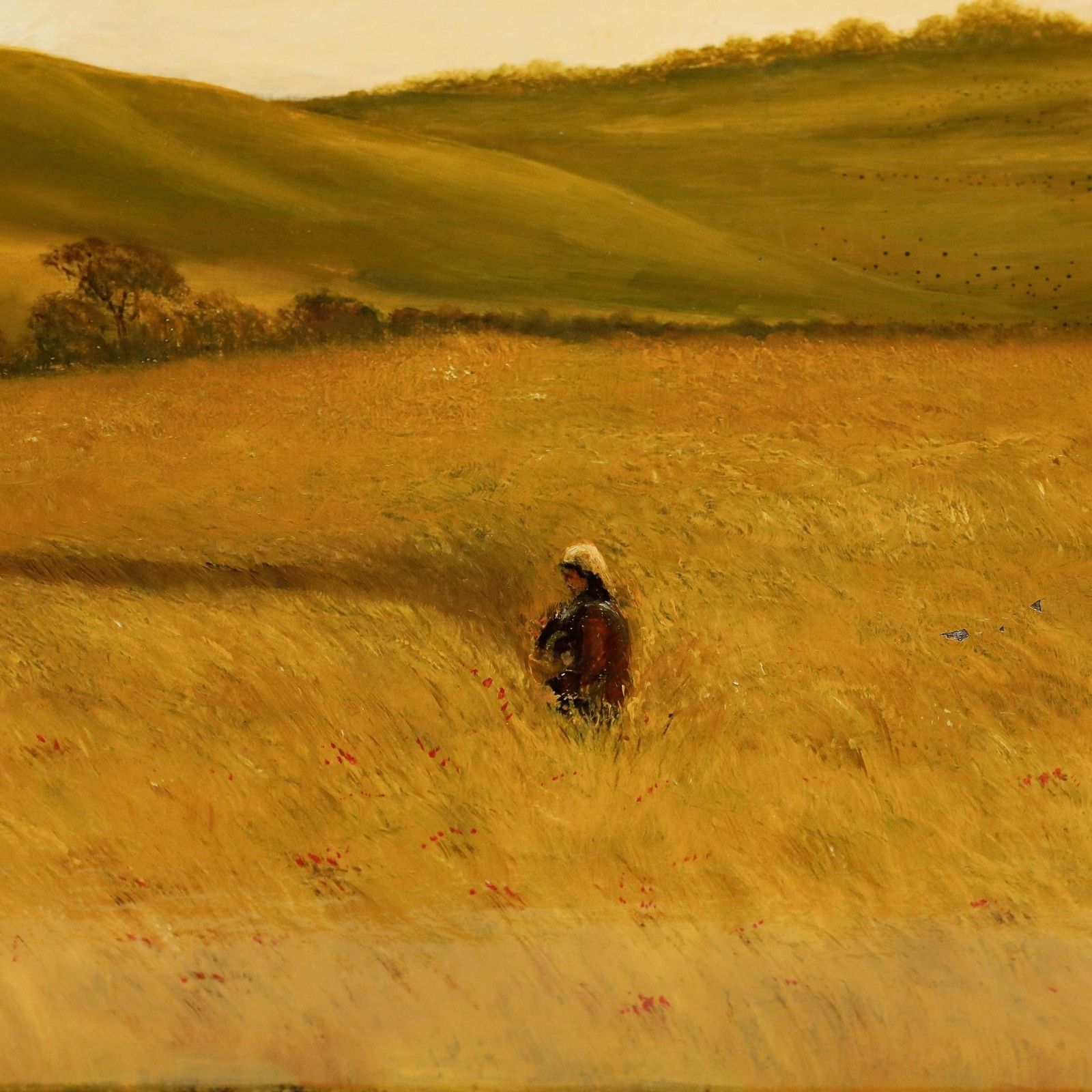 Early 20th Century Oil The Wheat Field photo vintage