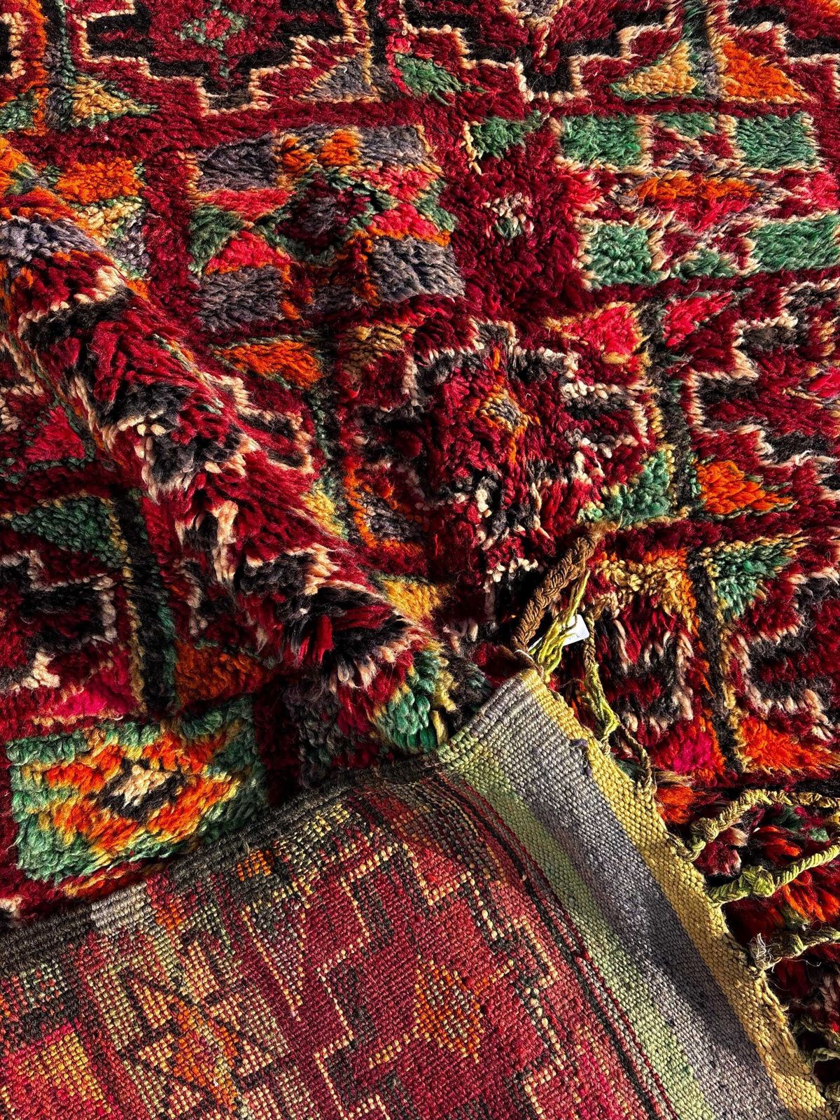 Vintage Moroccan Boujad Rug – Large Handwoven Berber Wool Rug 190x340 Cm, 1970s Haouz Tribal Area Rug photo for sale