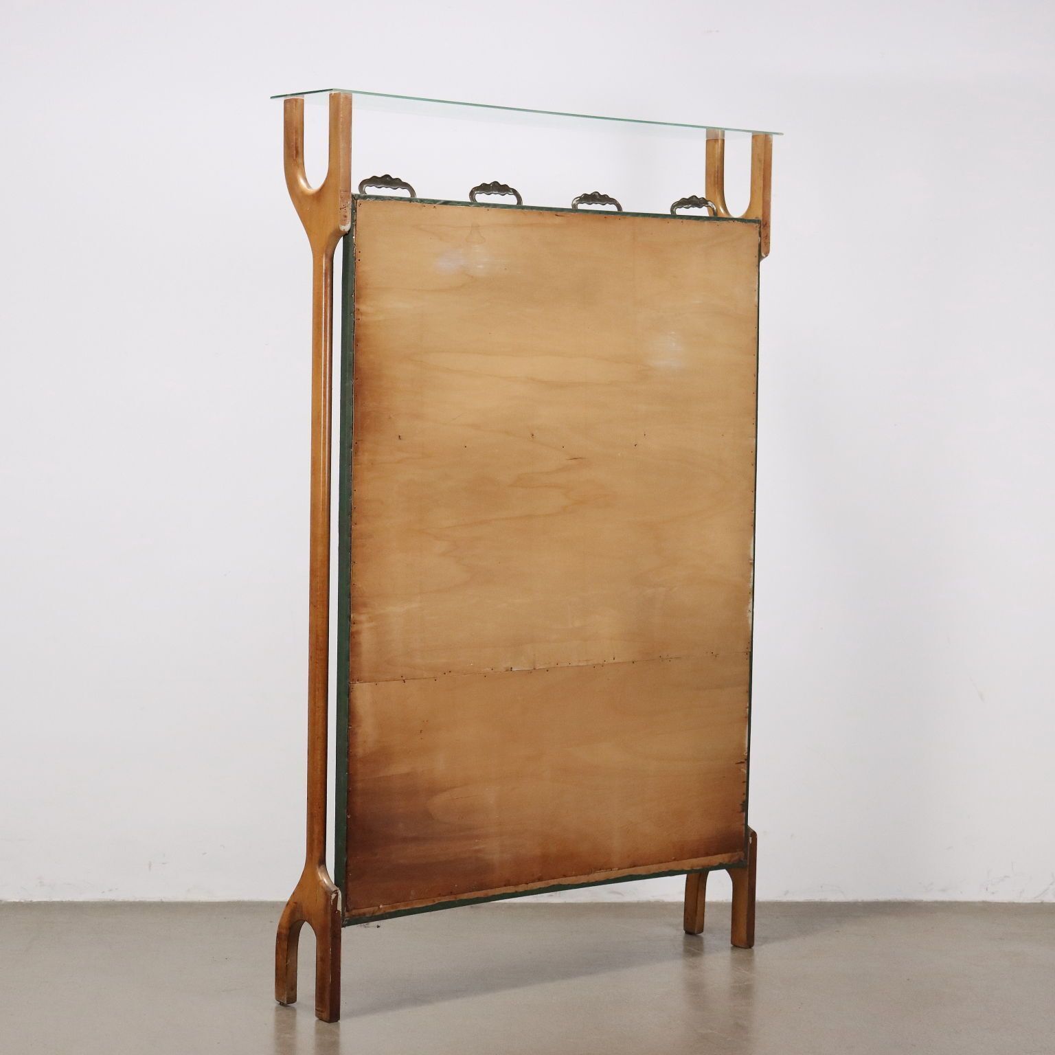 Vintage Coat Stand Brass Leatherette Glass Italy 1950s photo vintage