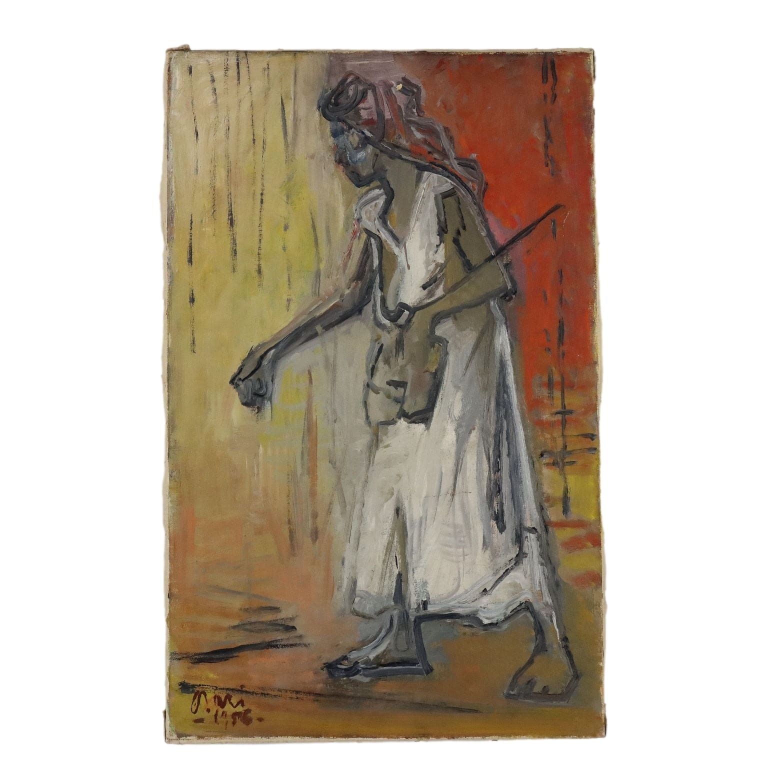 Mexican Pesant Woman Modern Painting Signed Orazi 1956