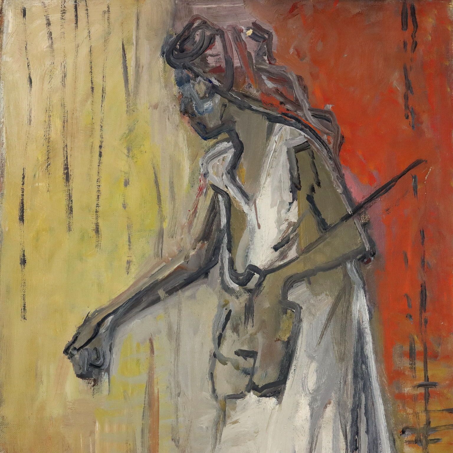 Peinture moderne, femme paysanne mexicaine, signée Orazi, 1956 photo for sale
