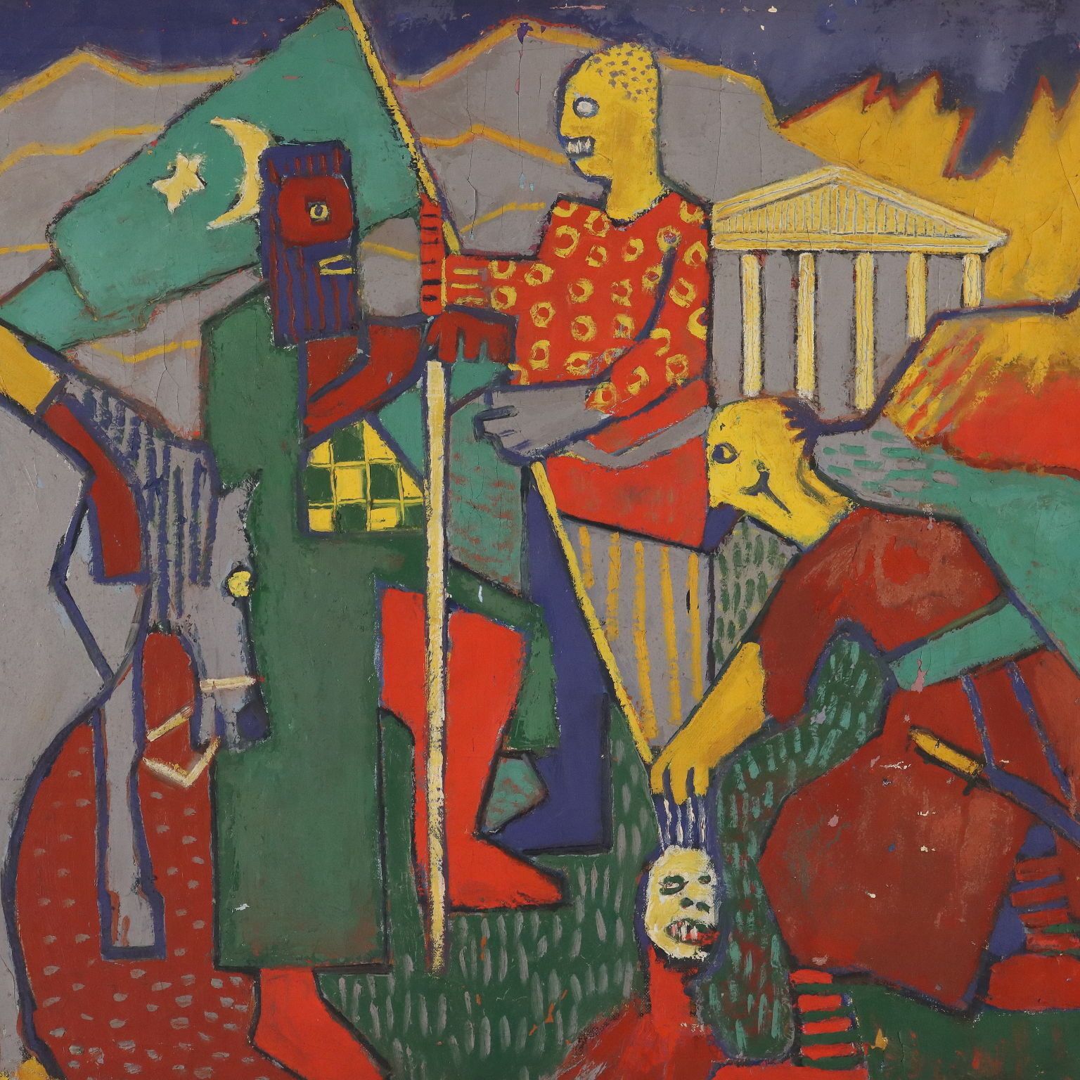Modern schilderij gesigneerd Orazi, olieverf op doek, ca. 1950. photo for sale