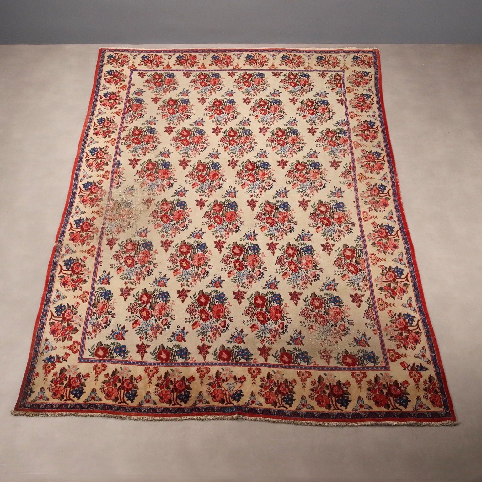 Antique Asian Carpet Cotton Wool Heavy Knot Handmade 142 X 102 In photo Textiles