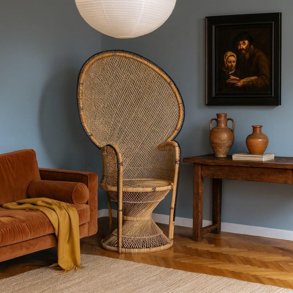 Antique Armchair Woven Rattan Italy XX Century photo furniture