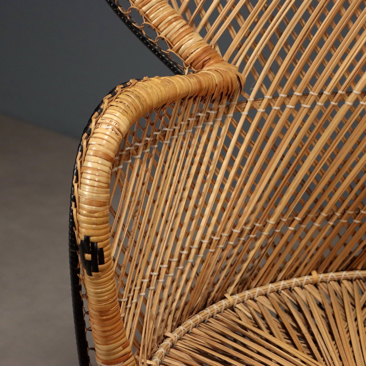 Antique Armchair Woven Rattan Italy XX Century photo 290.0
