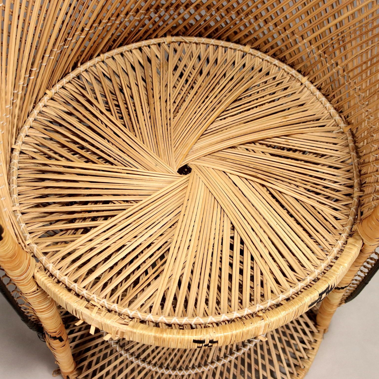 Antique Armchair Woven Rattan Italy XX Century photo vinterior