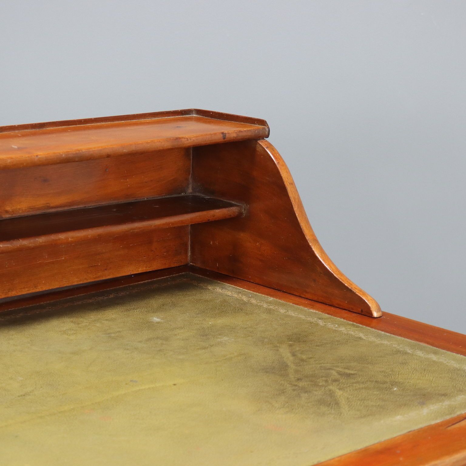 Antique Desk Walnut Green Leather Drawers Italy XIX Century photo Furniture