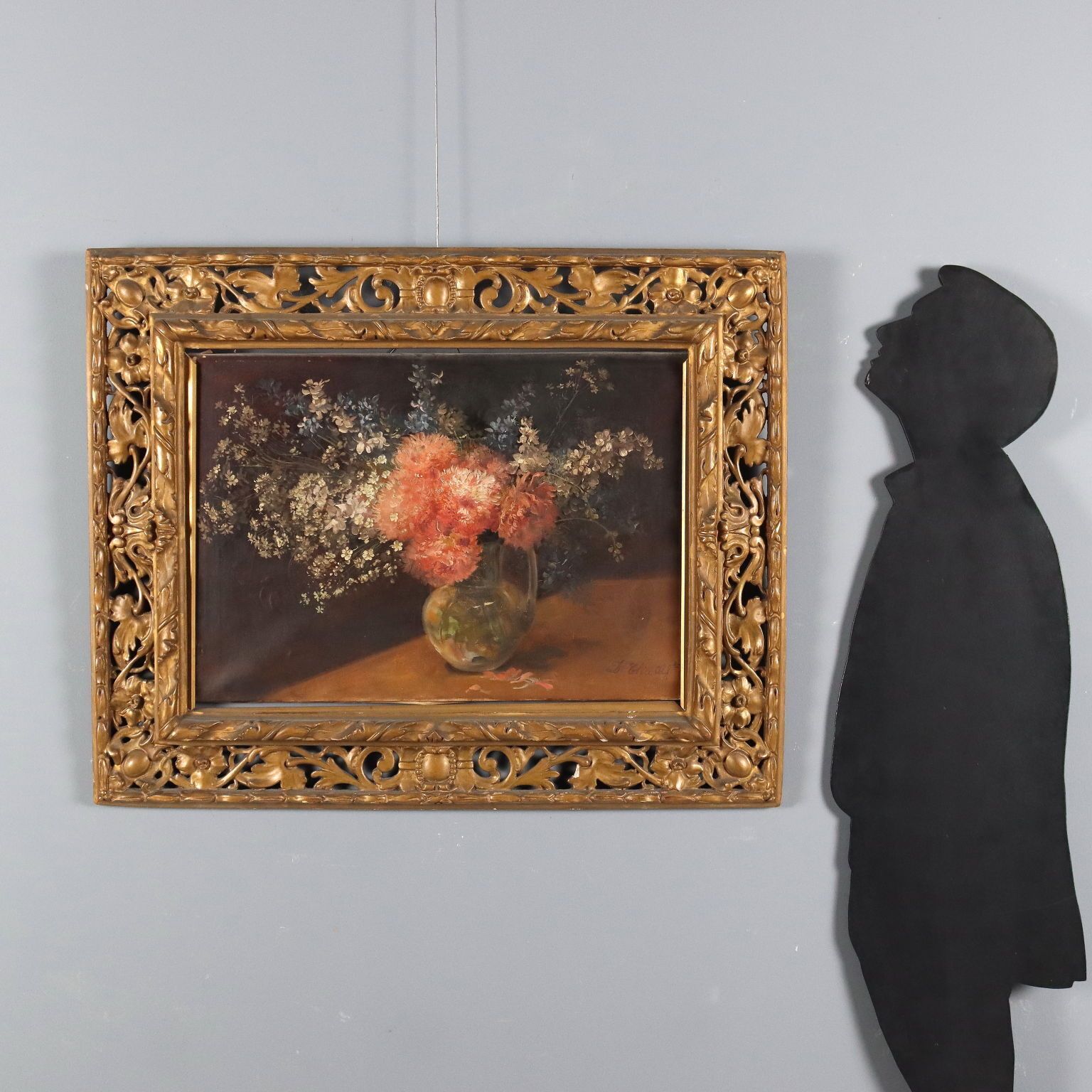 Modern Painting Flower Composition Oil On Canvas XX Century photo furniture