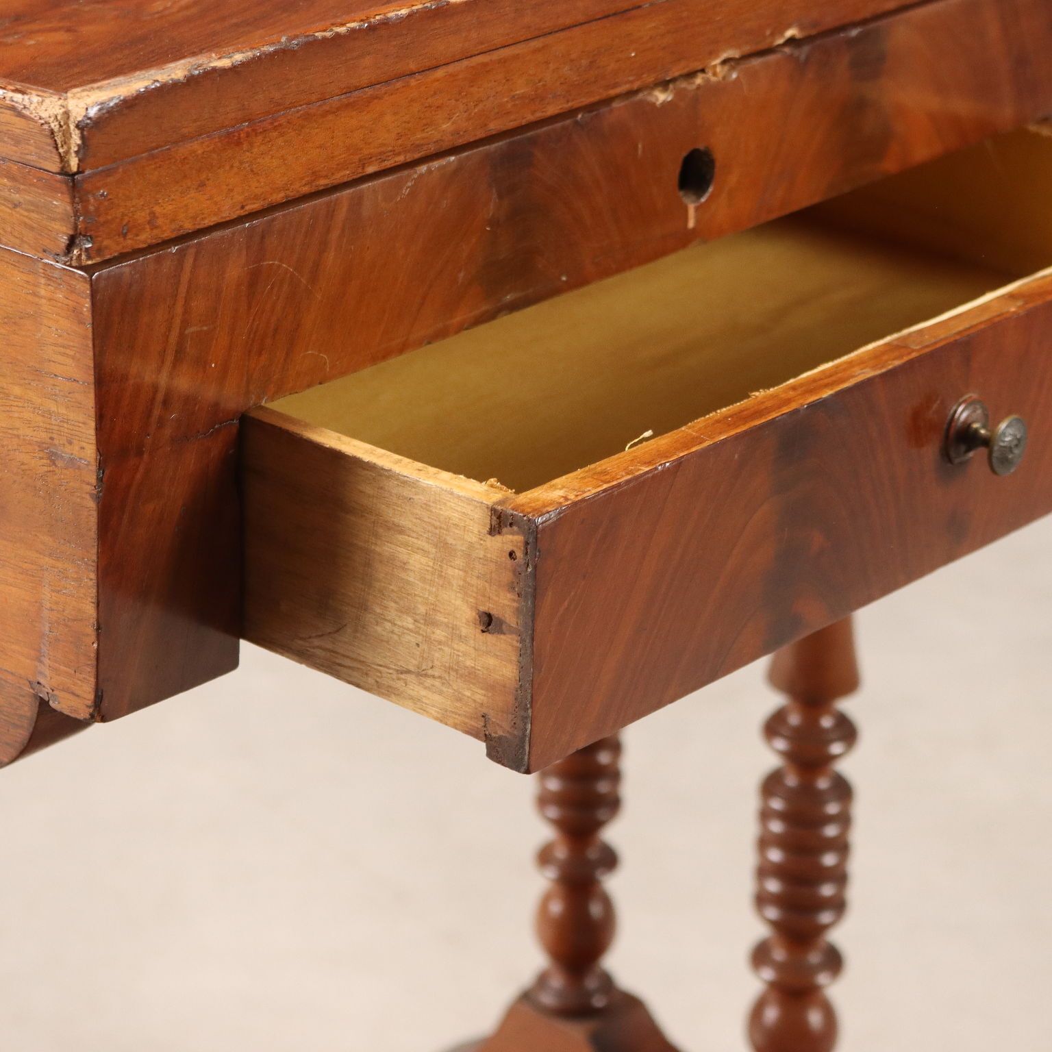 Antique Sewing Table Mahogany Drawer Italy XIX Century photo vintage