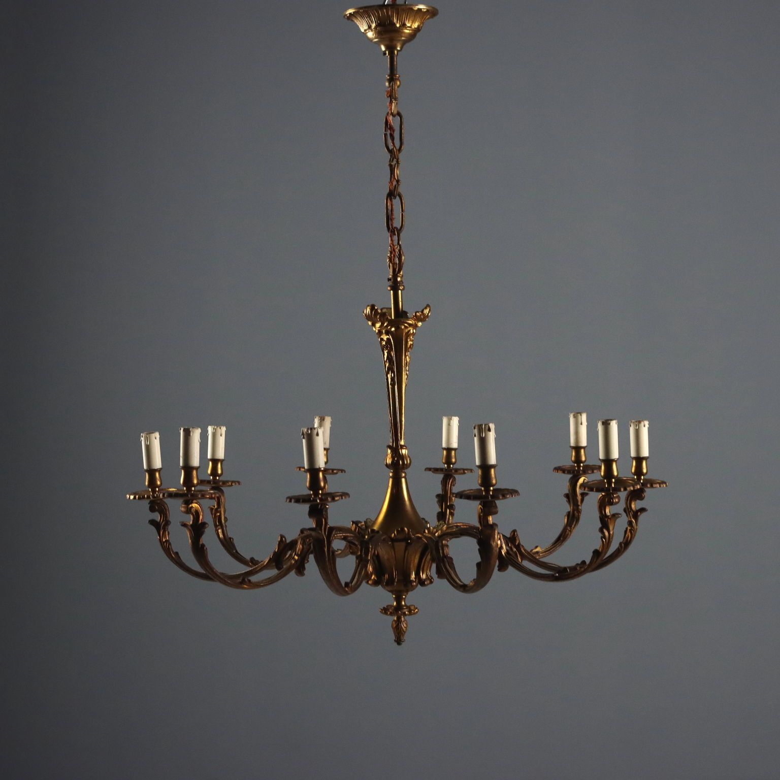Antique Chandelier Gilded Bronze 10 Lights Italy Early XX Century