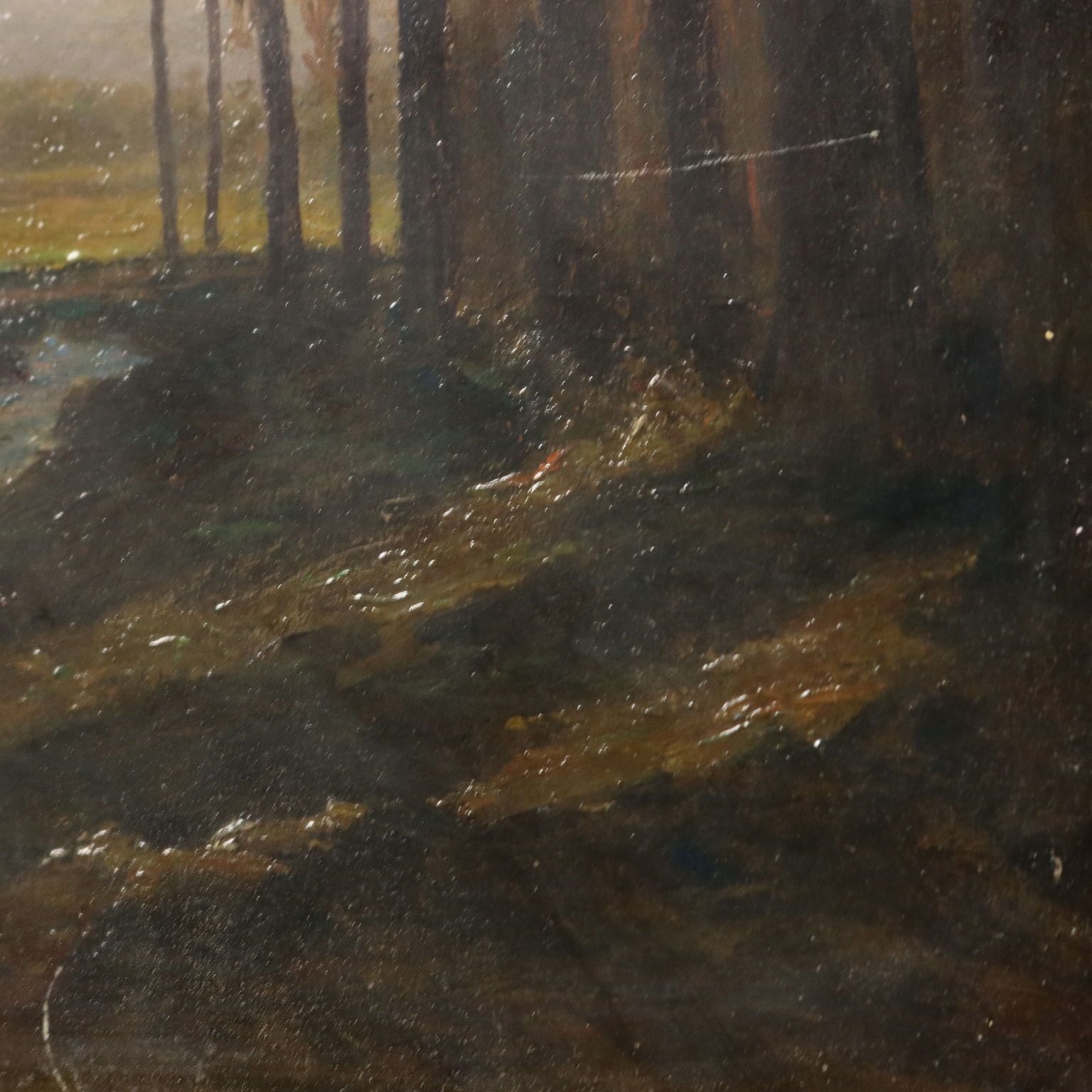Antique Painting Signed Cabutti Landscape Oil On Cardboard 1894 photo vinterior