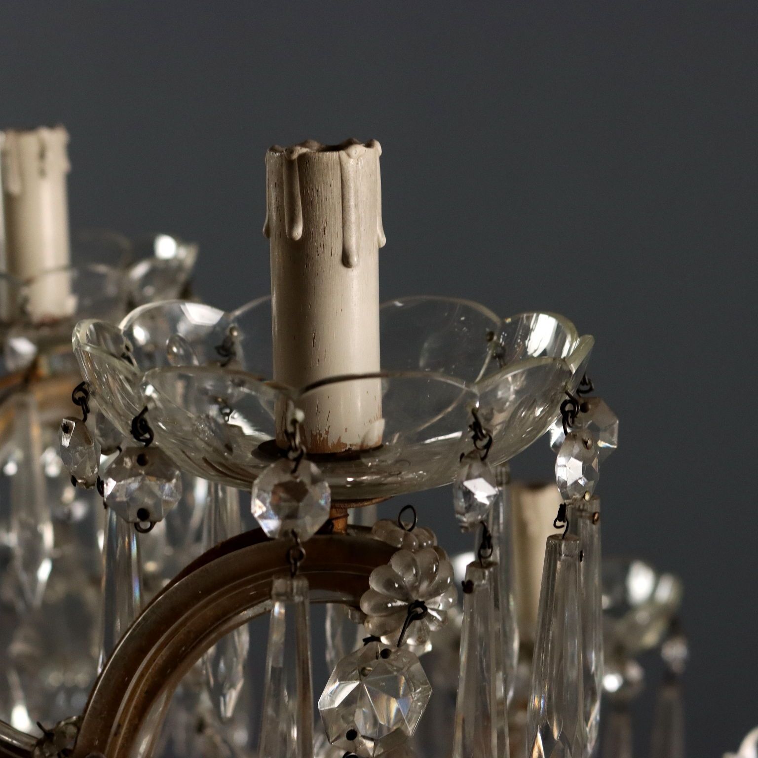 Antique Chandelier Maria Theresa 18 Lights Glass Italy XIX Century photo for sale