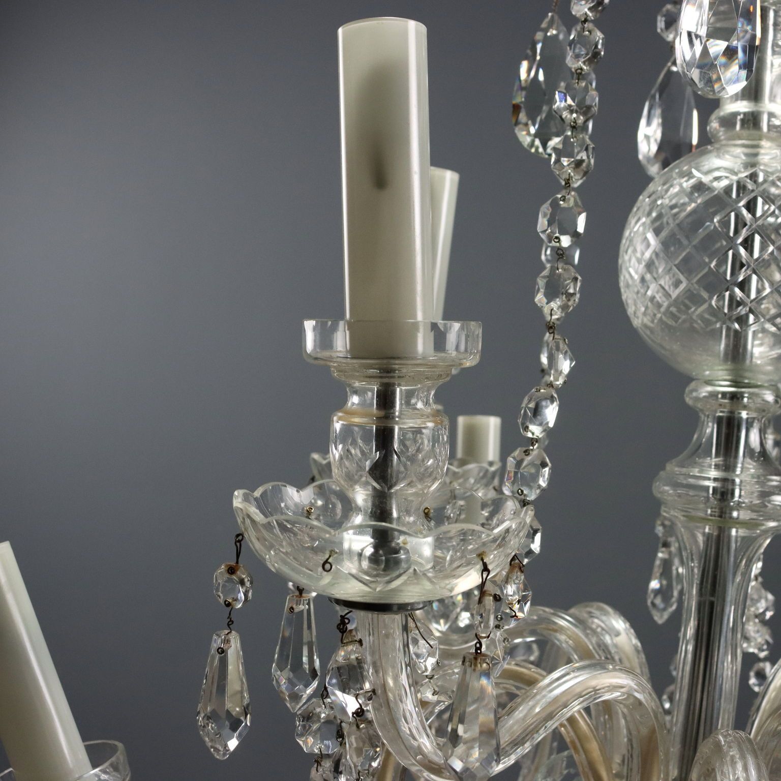 Antique Chandelier Glass 12 Lights Italy XX Century photo for sale