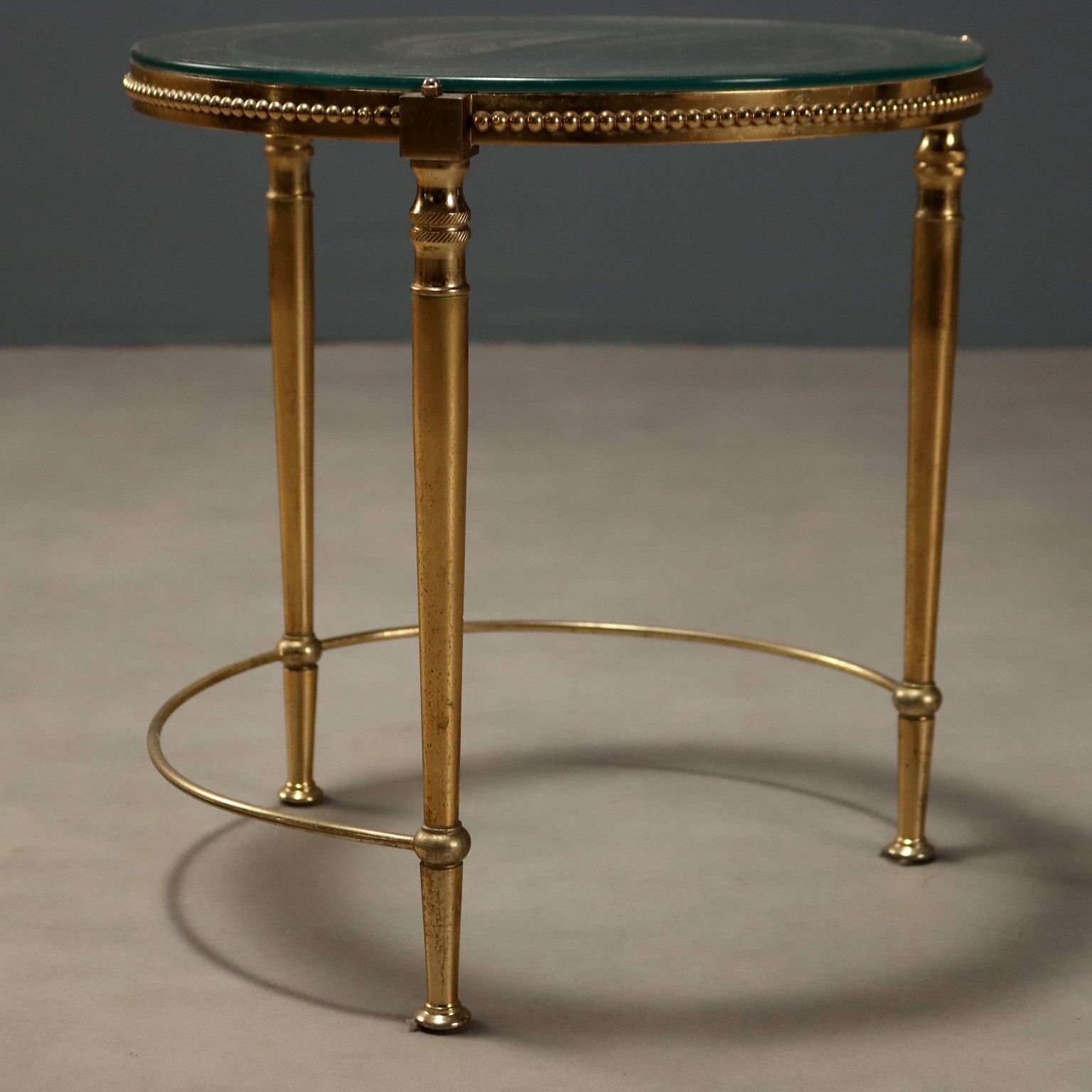 photo for sale Small Antique Tables Metal Glass Italy XX Century