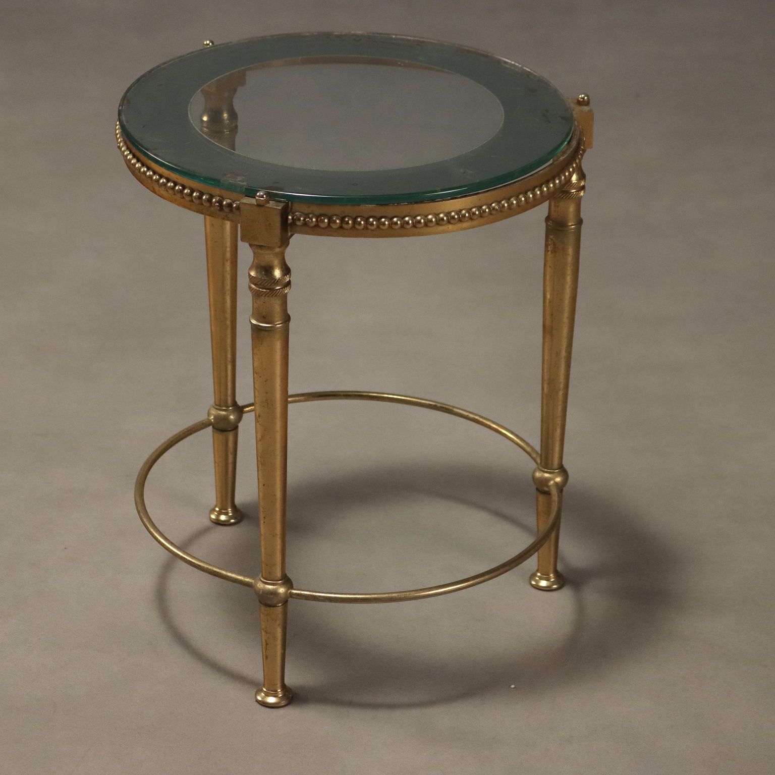 Furniture Small Antique Tables Metal Glass Italy XX Century photo