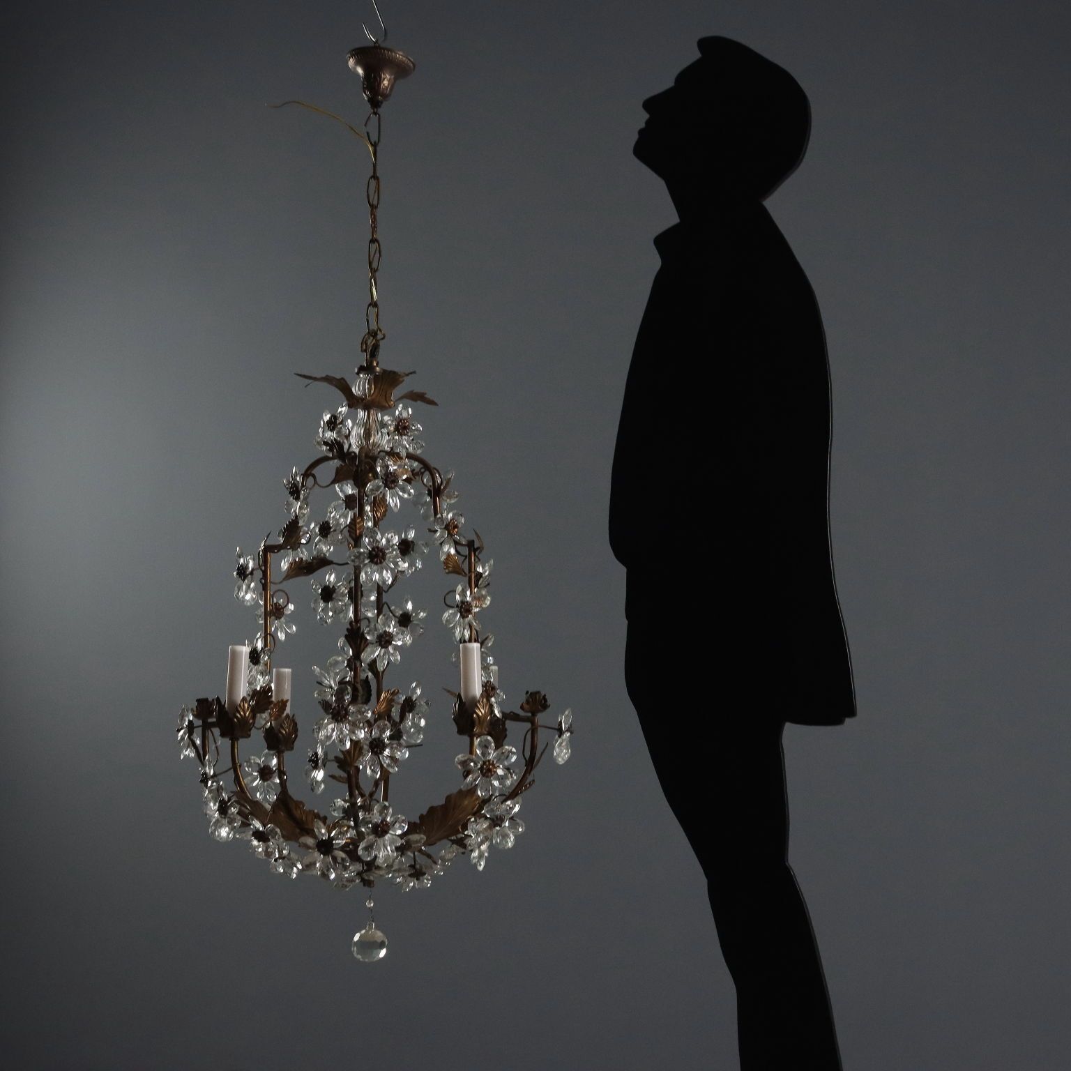 Antieke Kroonluchter Verguld Metaal Italië XX Eeuw photo furniture
