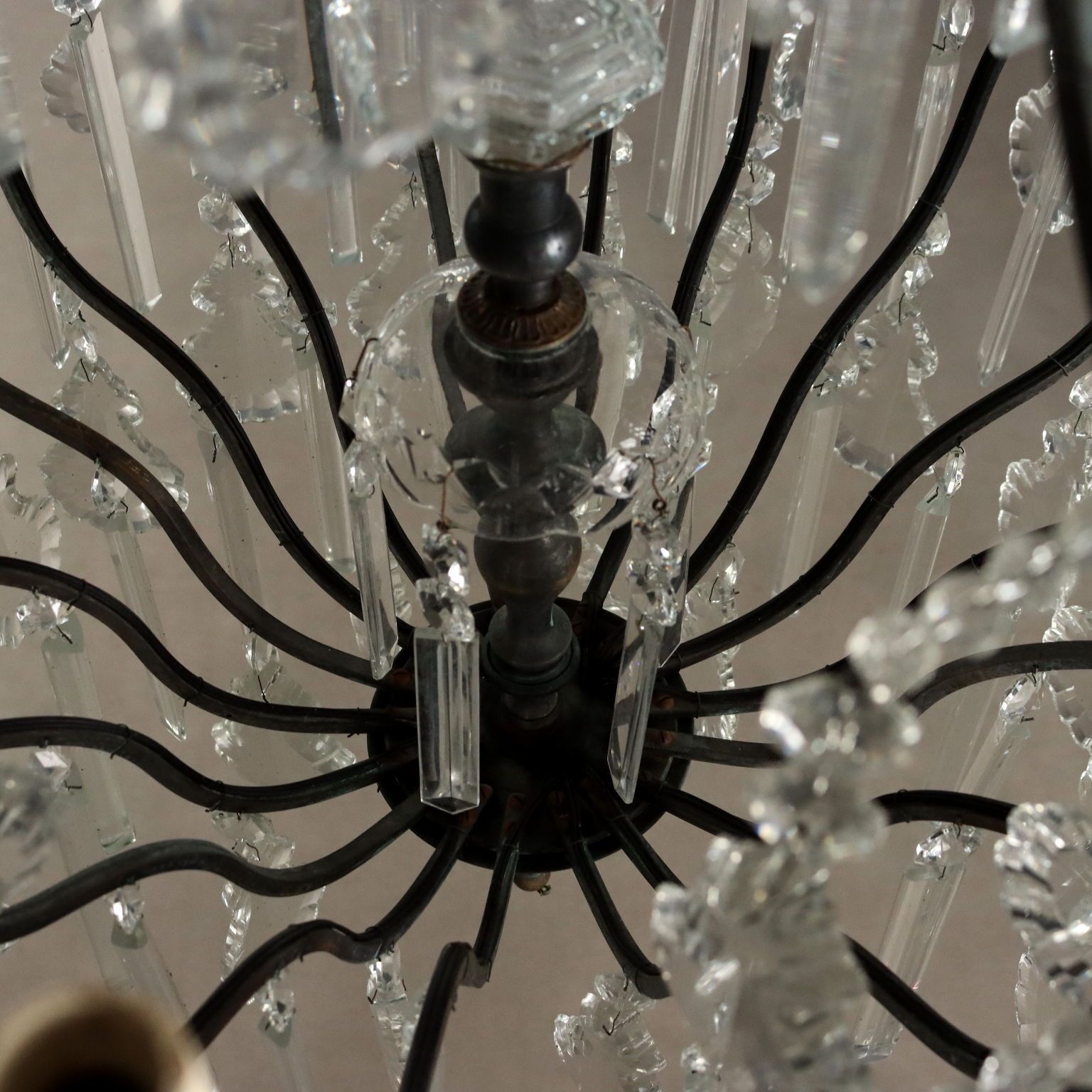 Antique Chandelier Metal Glass 12 Lights Italy XX Century photo 1490.0