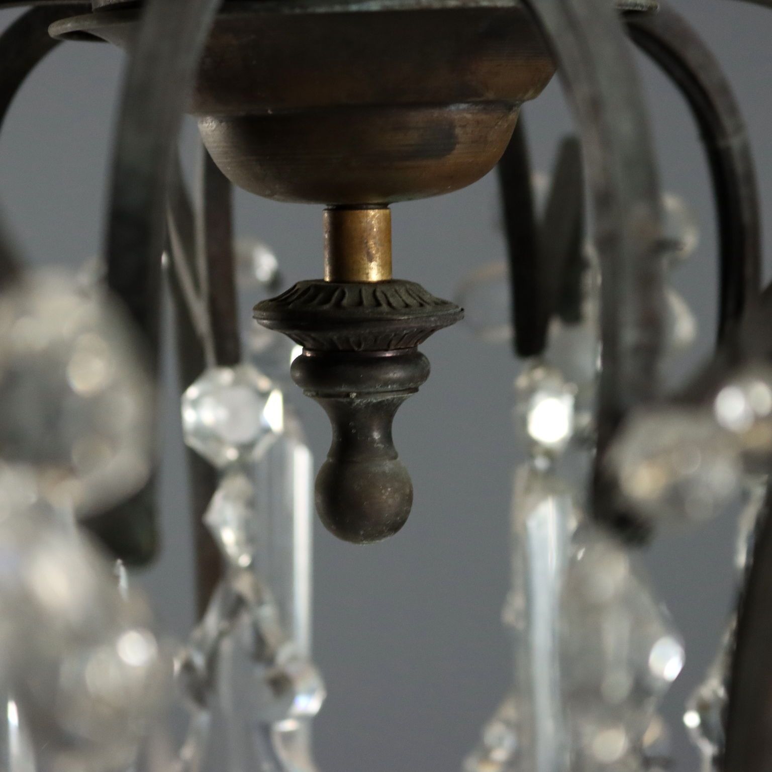 Antique Chandelier Metal Glass 12 Lights Italy XX Century photo vinterior