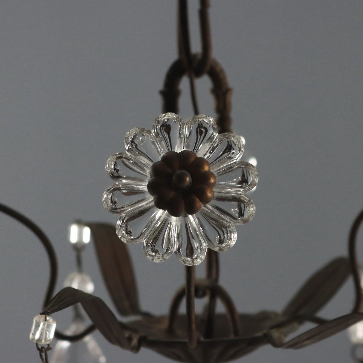 Antique Chandelier Metal Sheeth Metal Italy XX Century photo Lighting