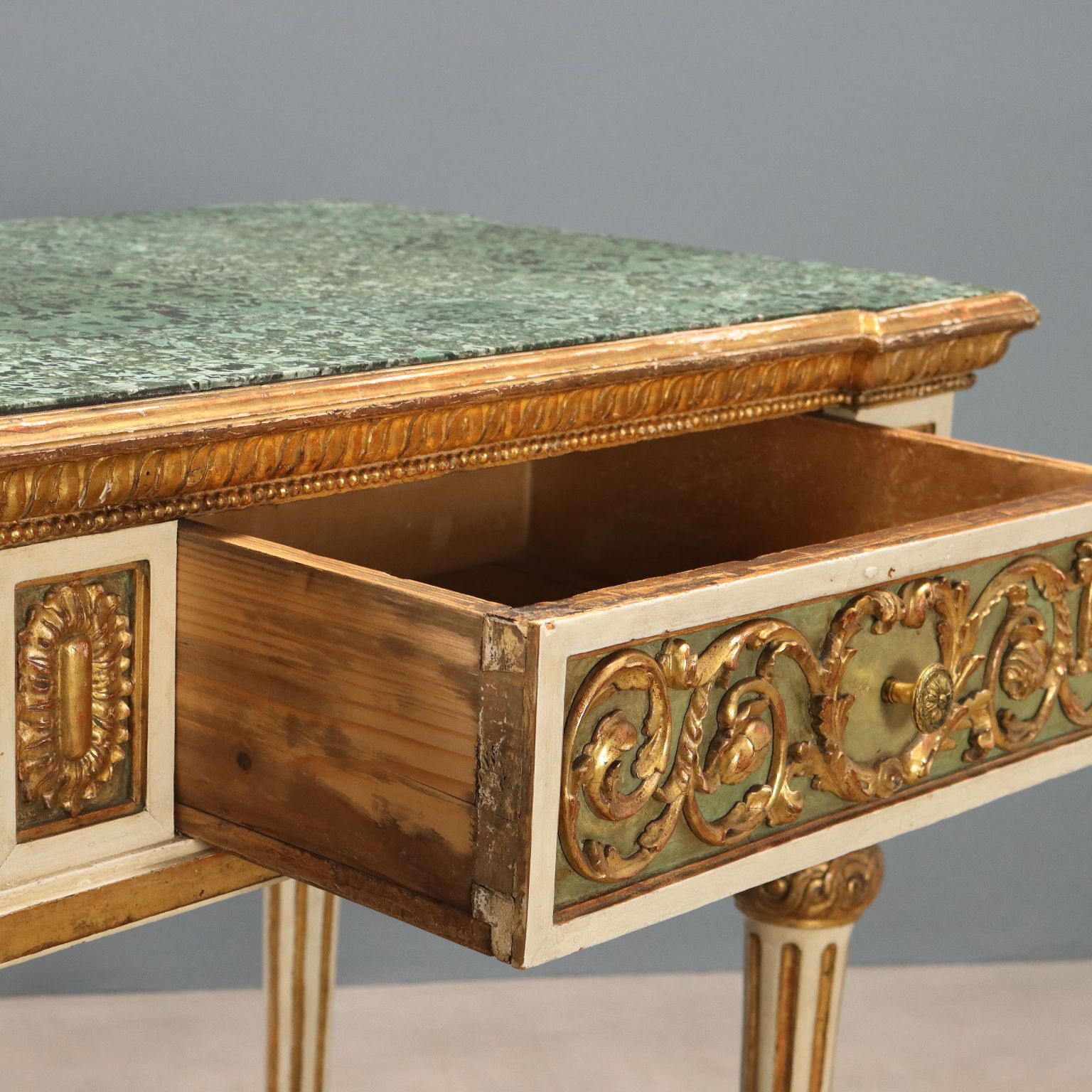 Antique Eclectic Table Lacquered Wood Marble Italy XIX Century photo vinterior