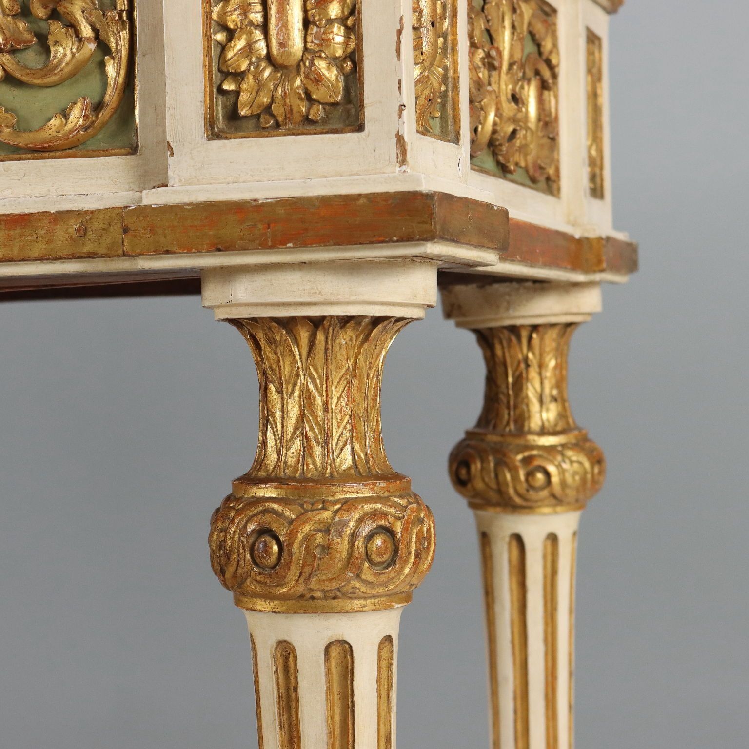 Furniture Antique Eclectic Table Lacquered Wood Marble Italy XIX Century photo