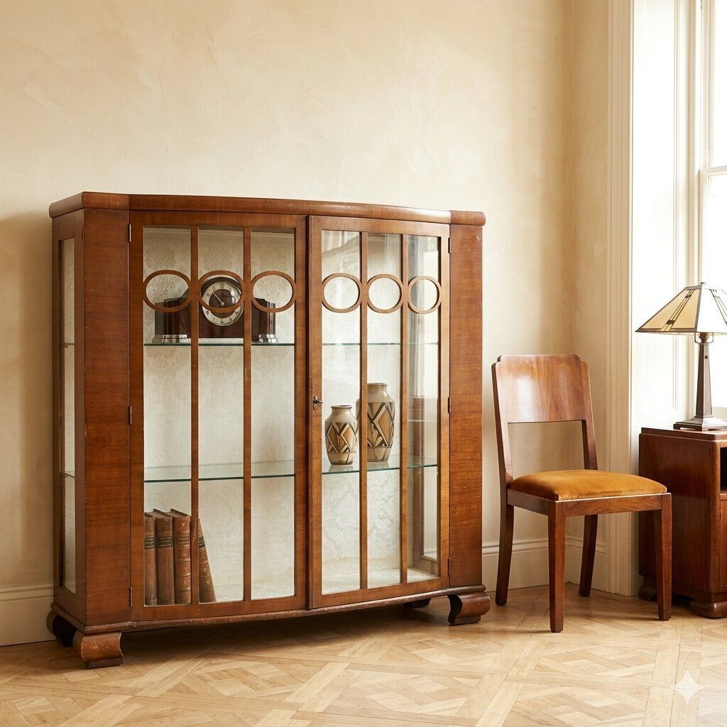 Showcase Art Déco Mahogany Veneer Italy XX Century photo furniture