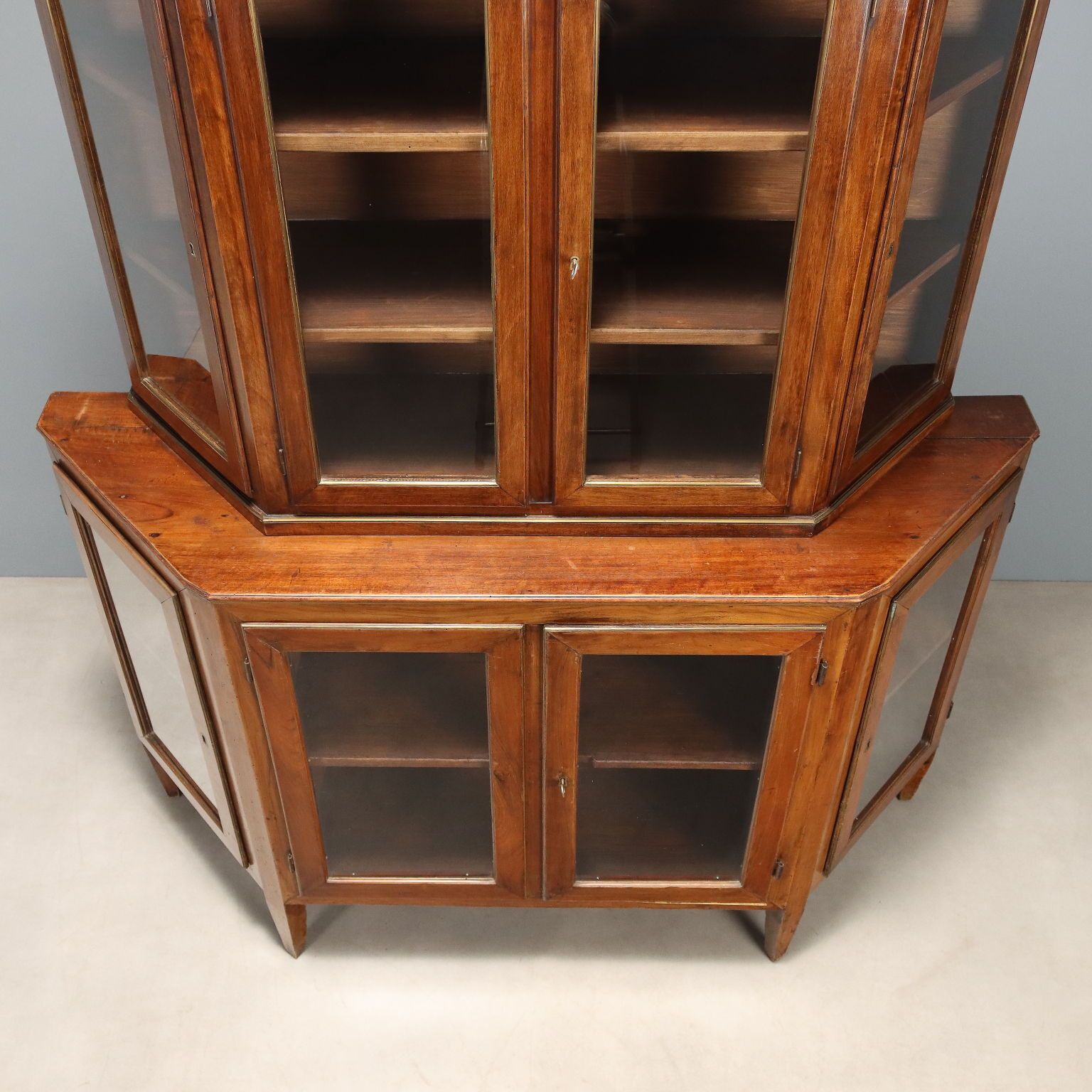 photo for sale Antique Cupboard Walnut Glass Metal Italy XIX Century