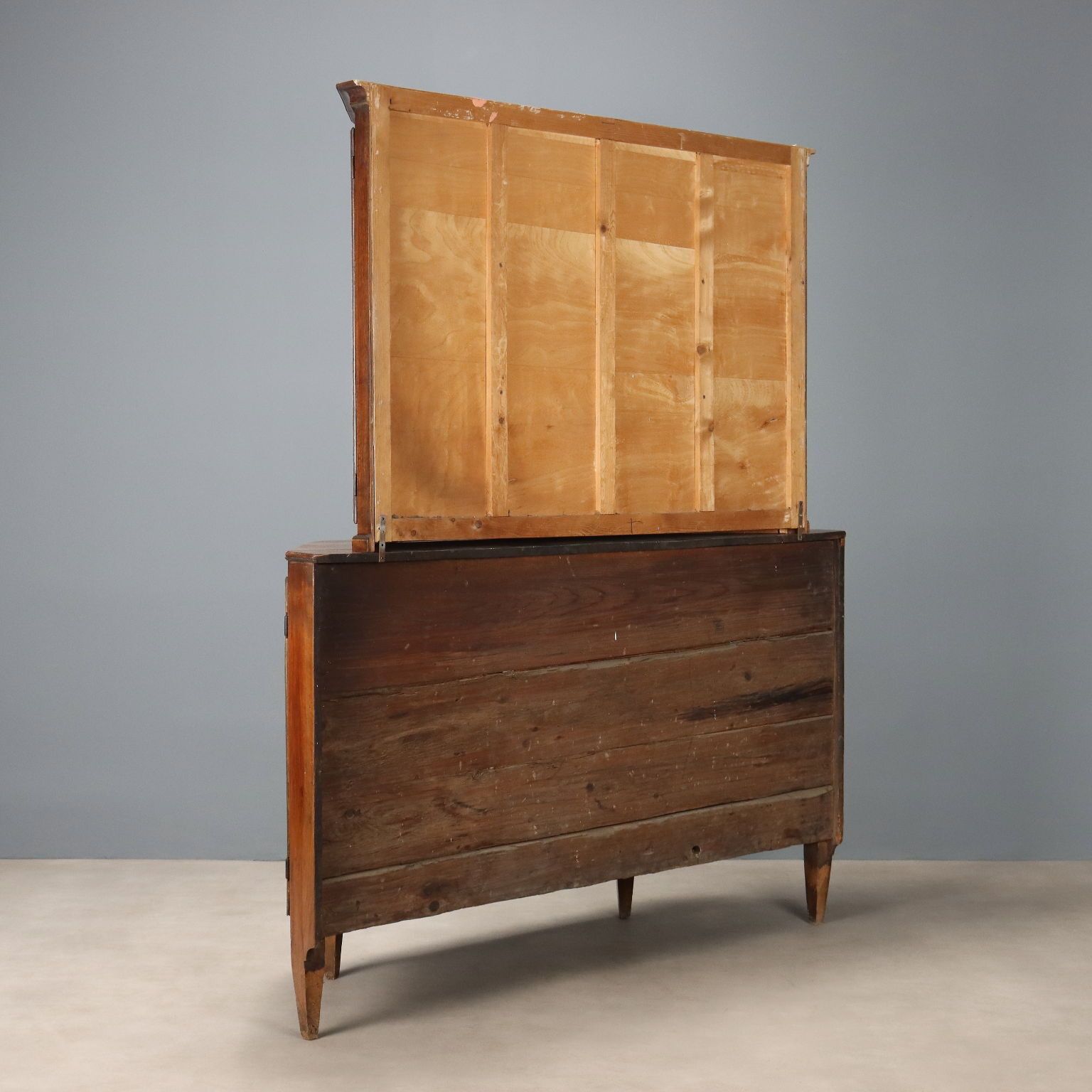 Furniture Antique Cupboard Walnut Glass Metal Italy XIX Century photo