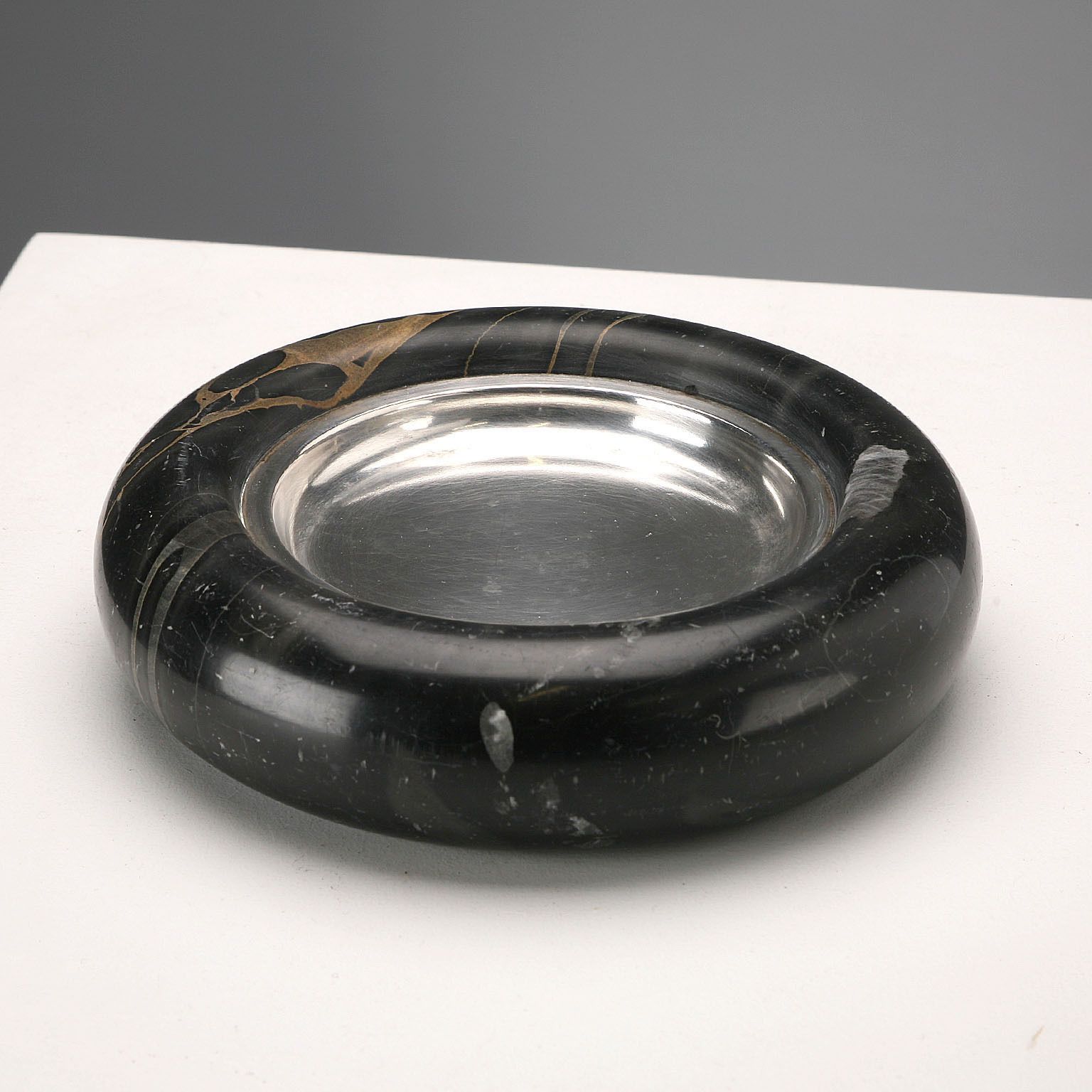 Vintage Centerpiece Black Marble Silver Italy 1970s photo Home Decor