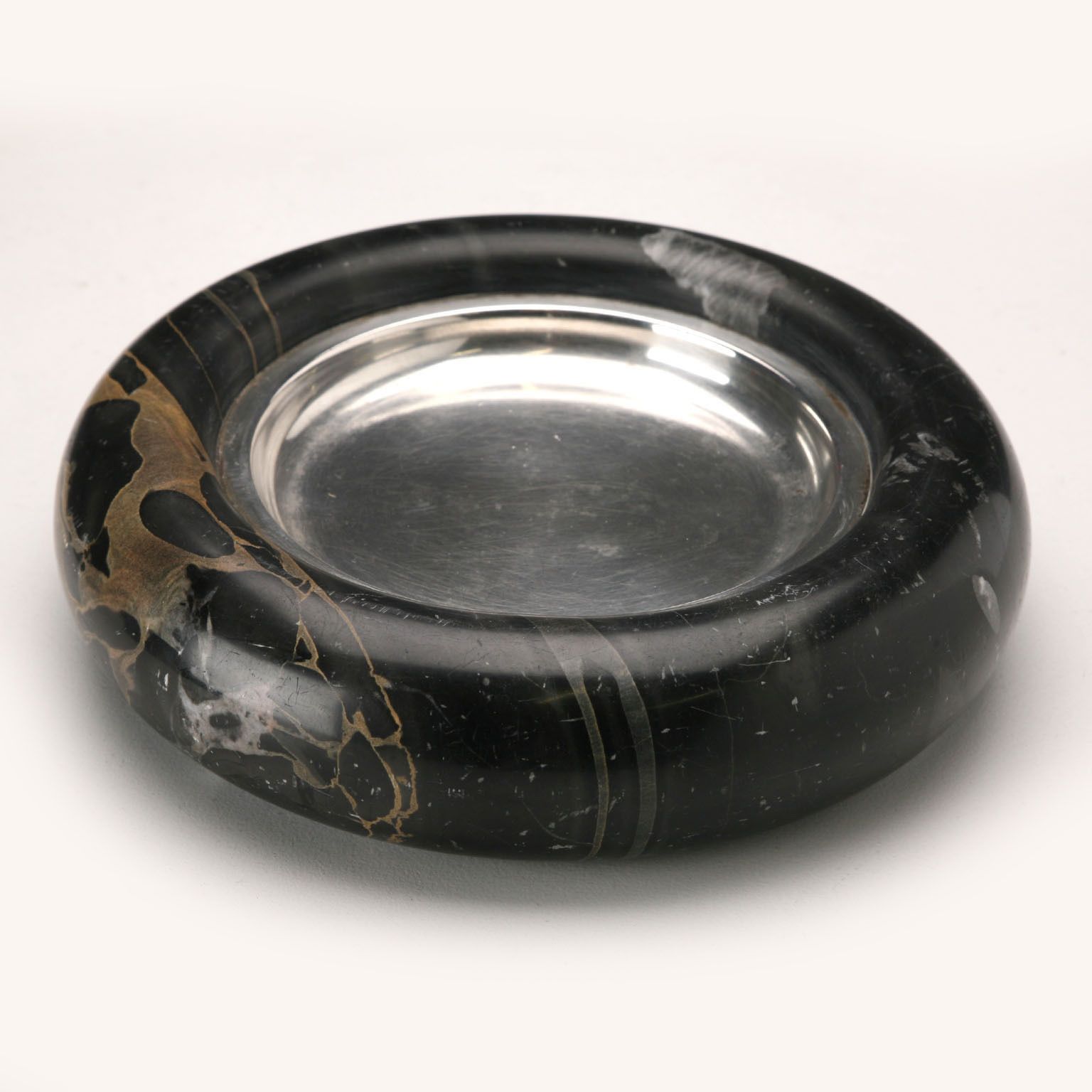 Vintage Centerpiece Black Marble Silver Italy 1970s photo buy
