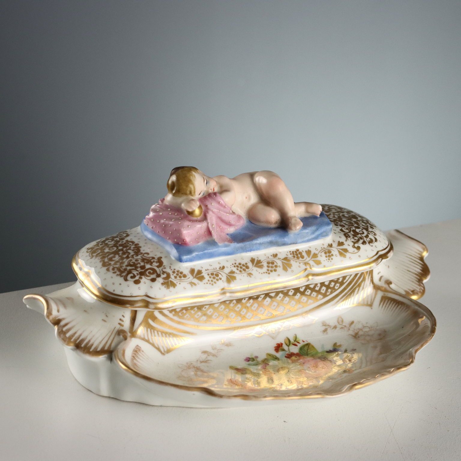 Antique Inkwell Porcelain Of Paris France XIX Century
