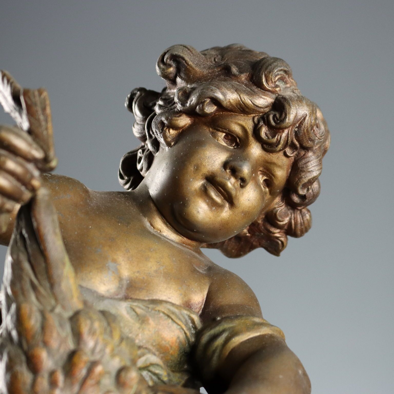 Antique Sculpture Signed Auguste Moreau Antimony France 1906 photo for sale
