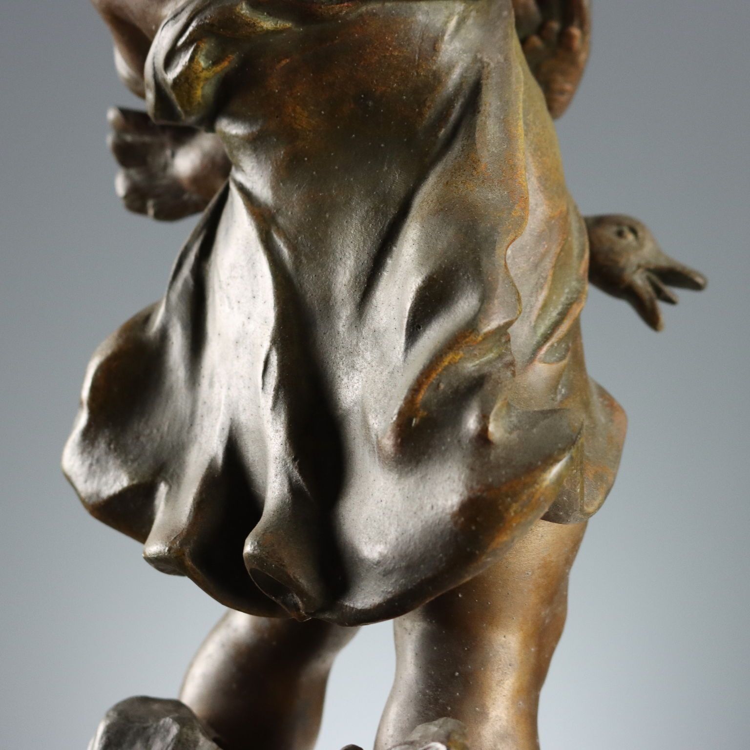 Sculpture d'époque en antimoine signée Auguste Moreau, France, 1906 photo vintage