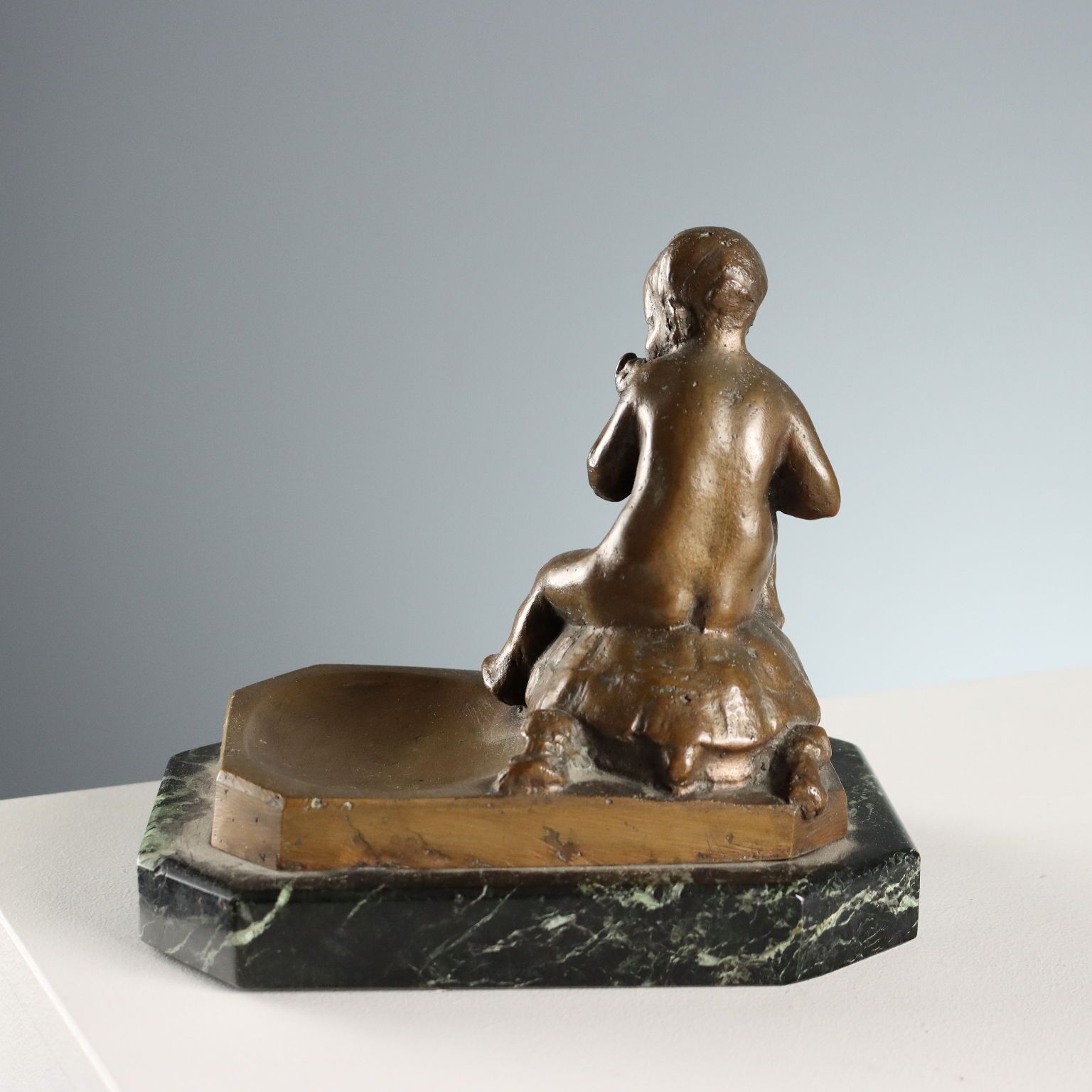 Antique Sculpture Child And Turtle Bronze XIX XX Century photo buy