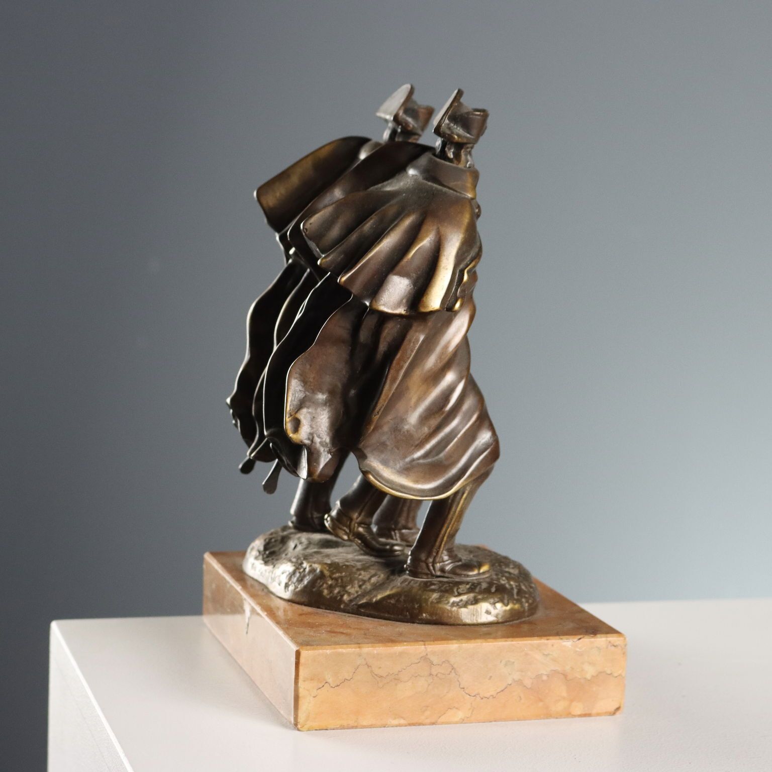 Antique Figurine Carabinieri Bronze Marble Base Italy XX Century photo buy