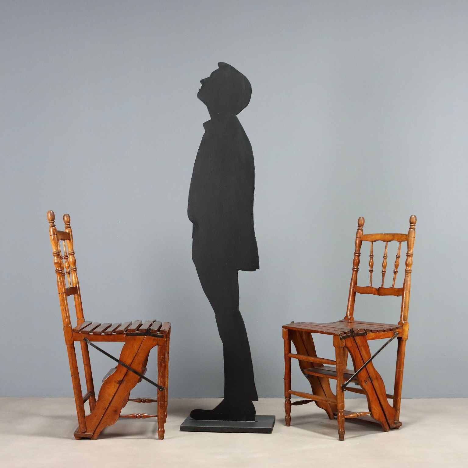 Paire de chaises en cerisier transformables en escabeau photo furniture