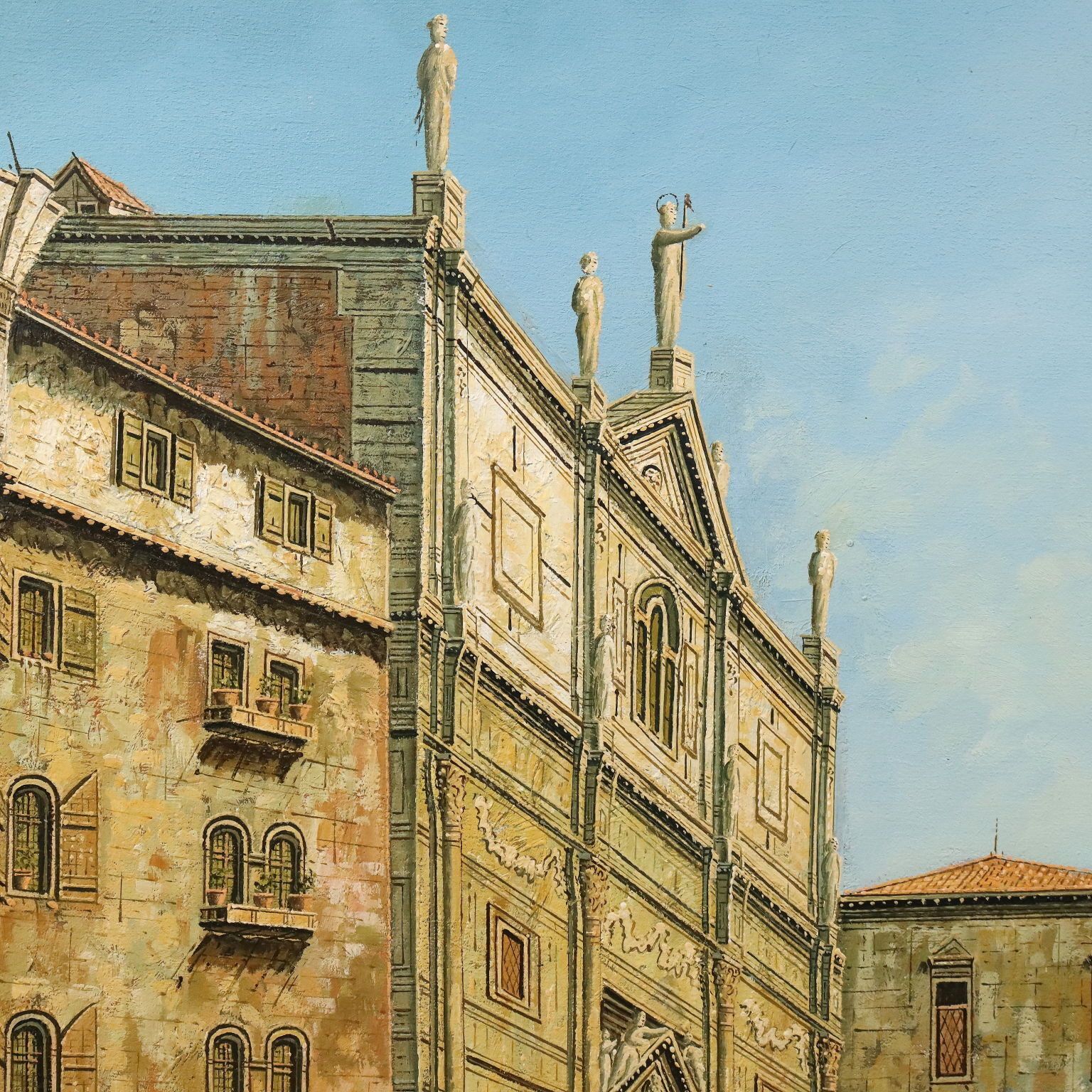Antique Painting The Campo San Salvador In Venice XX Century photo Art