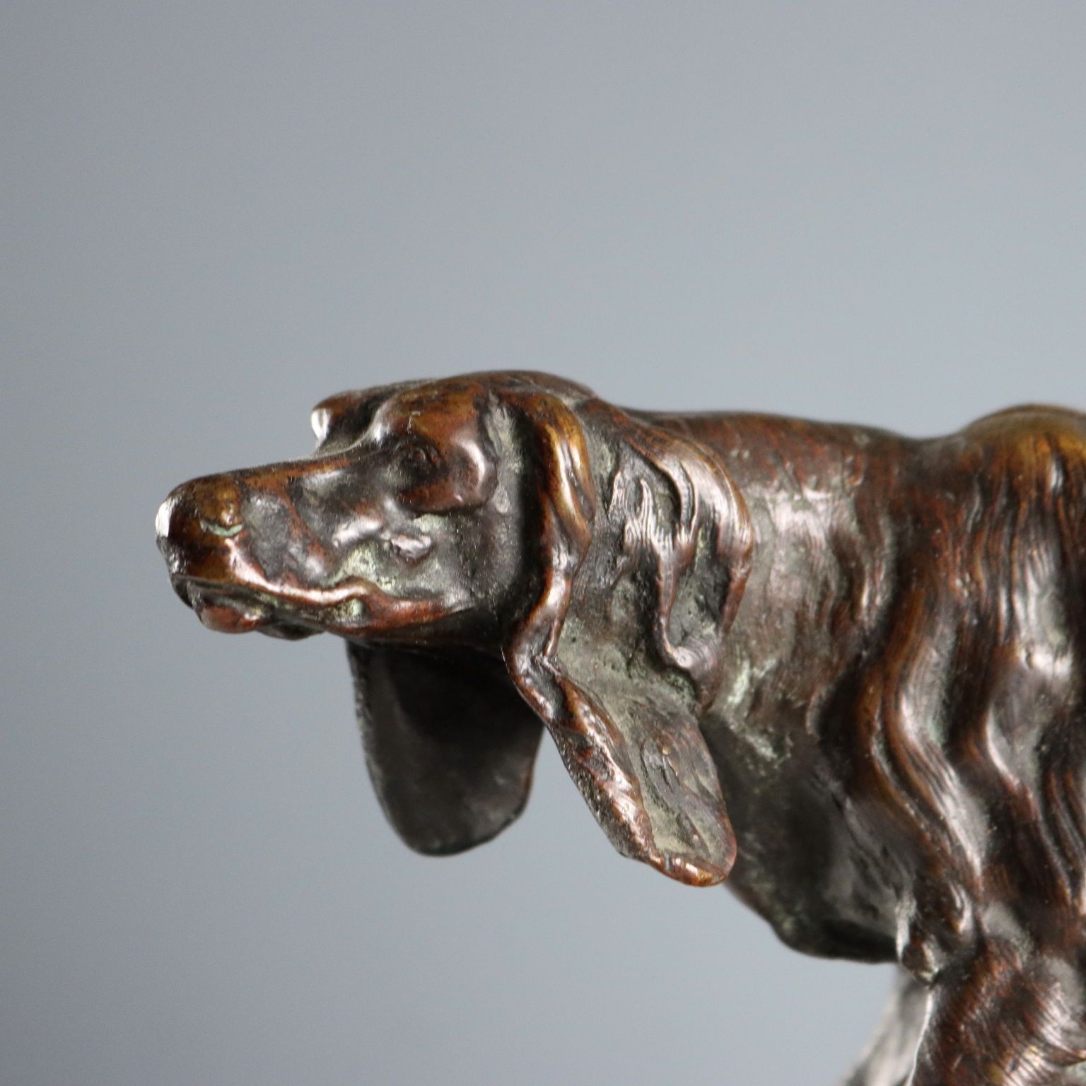 Antique Sculpture Hunting Dog Bronze Italy XIX XX Century photo for sale