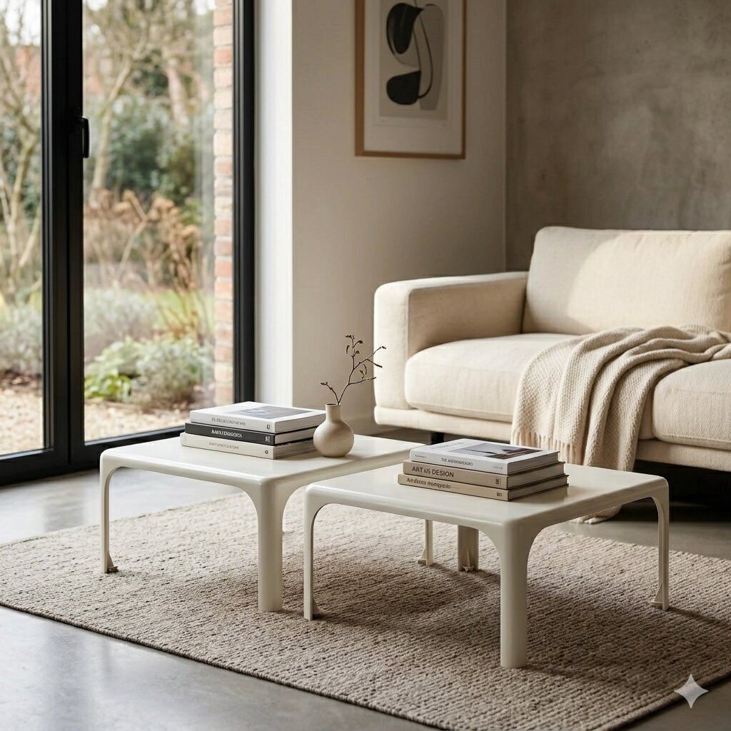 Tables basses Artemide Demetrio en plastique, années 1970, par Magistretti photo furniture
